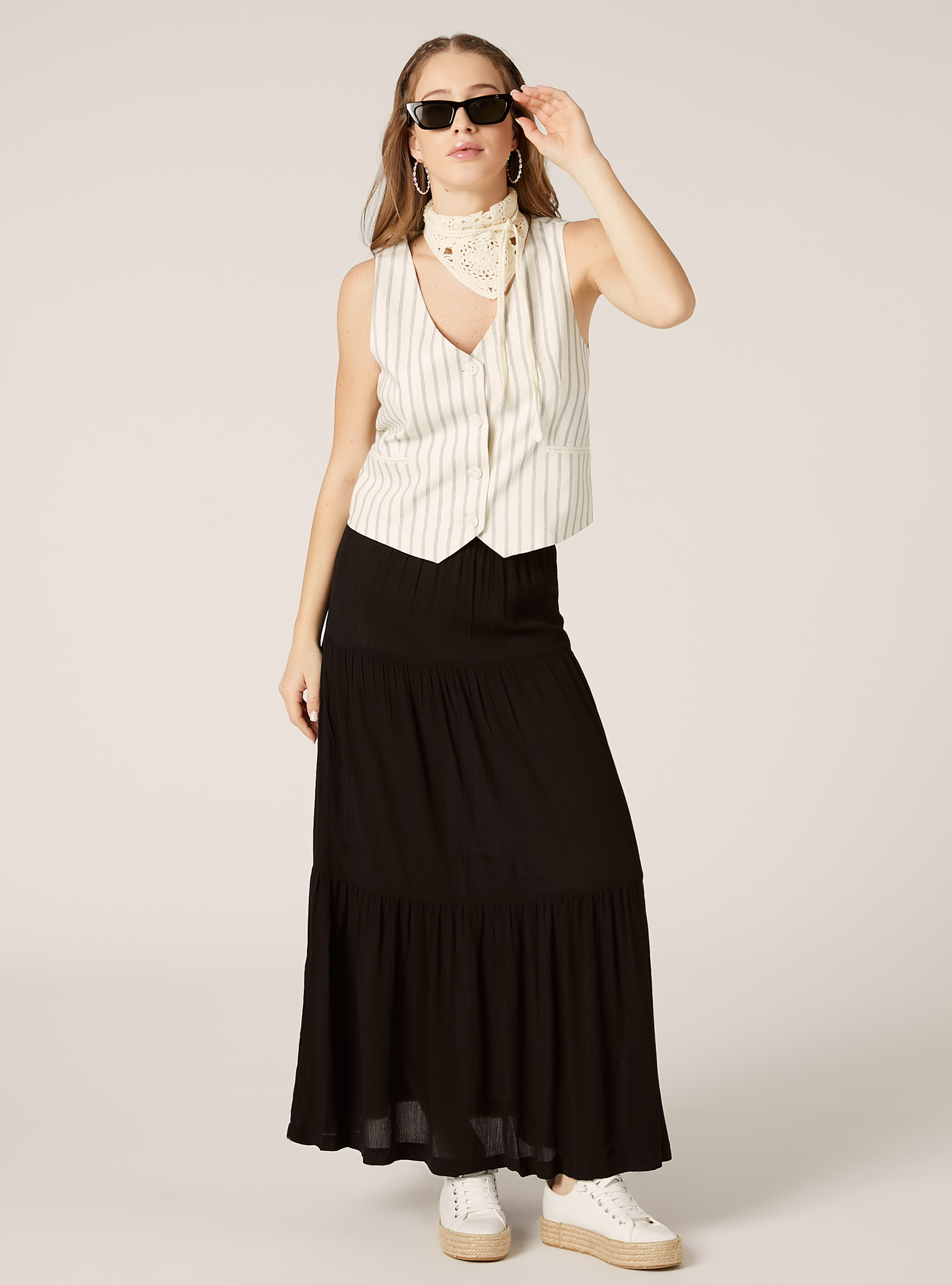 Linen-blend waistcoat, MULTICOLOR