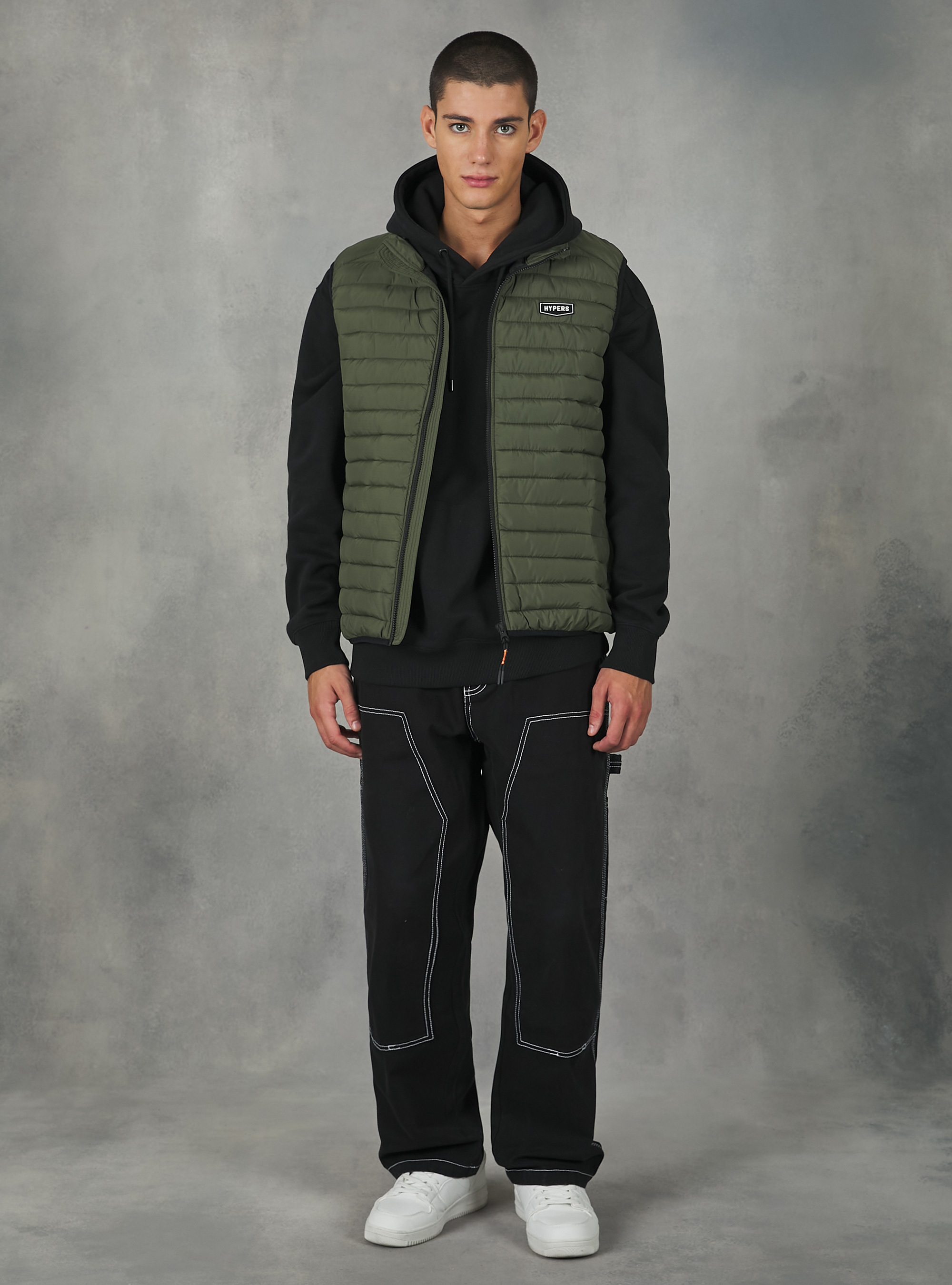 Padded sleeve jacket with contrasting zip, KY2 KAKY MEDIUM