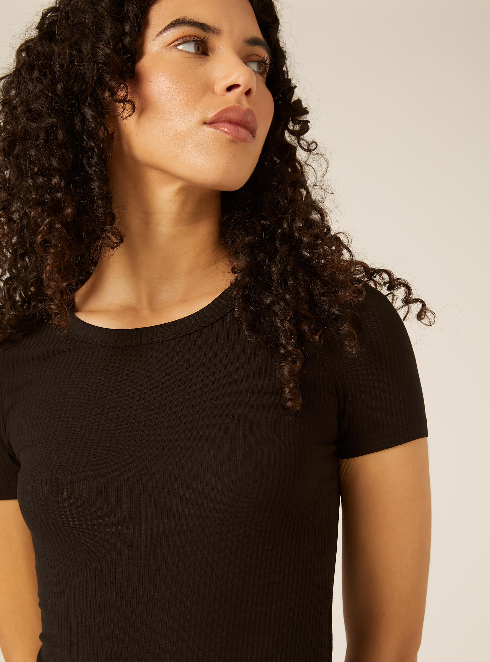 Body a coste maniche corte, BK1 BLACK