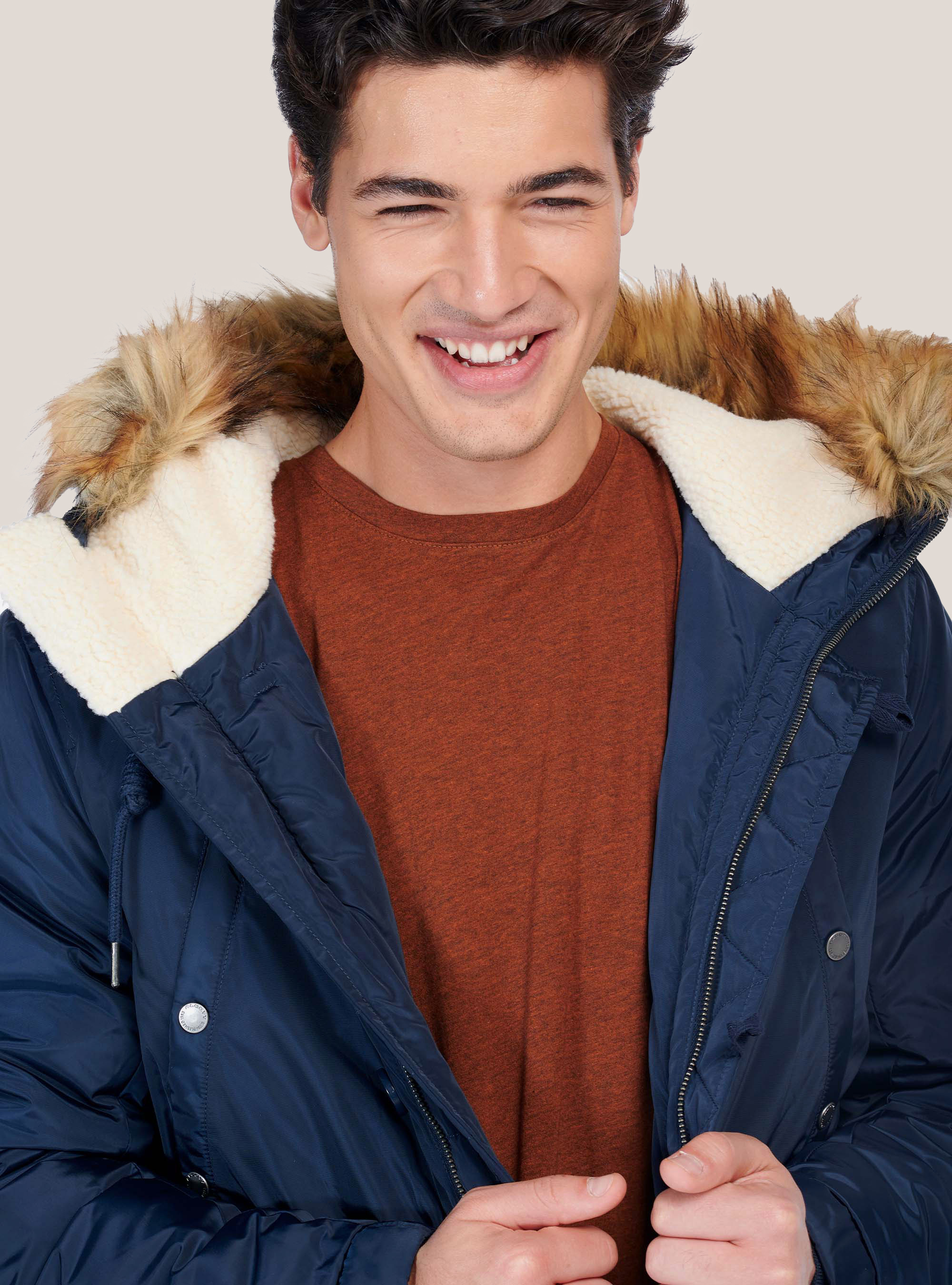 Parka avec zip sur la manche, C218 BLUE NAVY