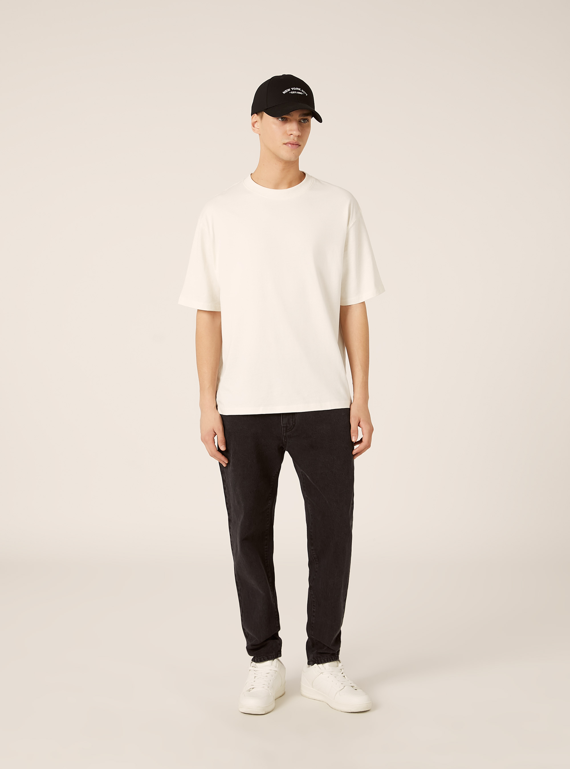Pantaloni in denim loose fit, D000 BLACK