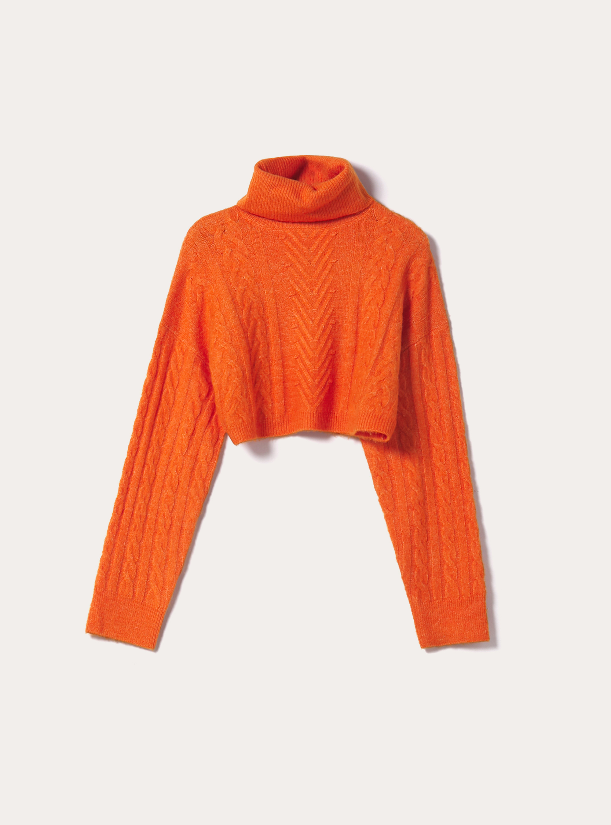 Cropped turtleneck pullover, OR2 ORANGE MED.