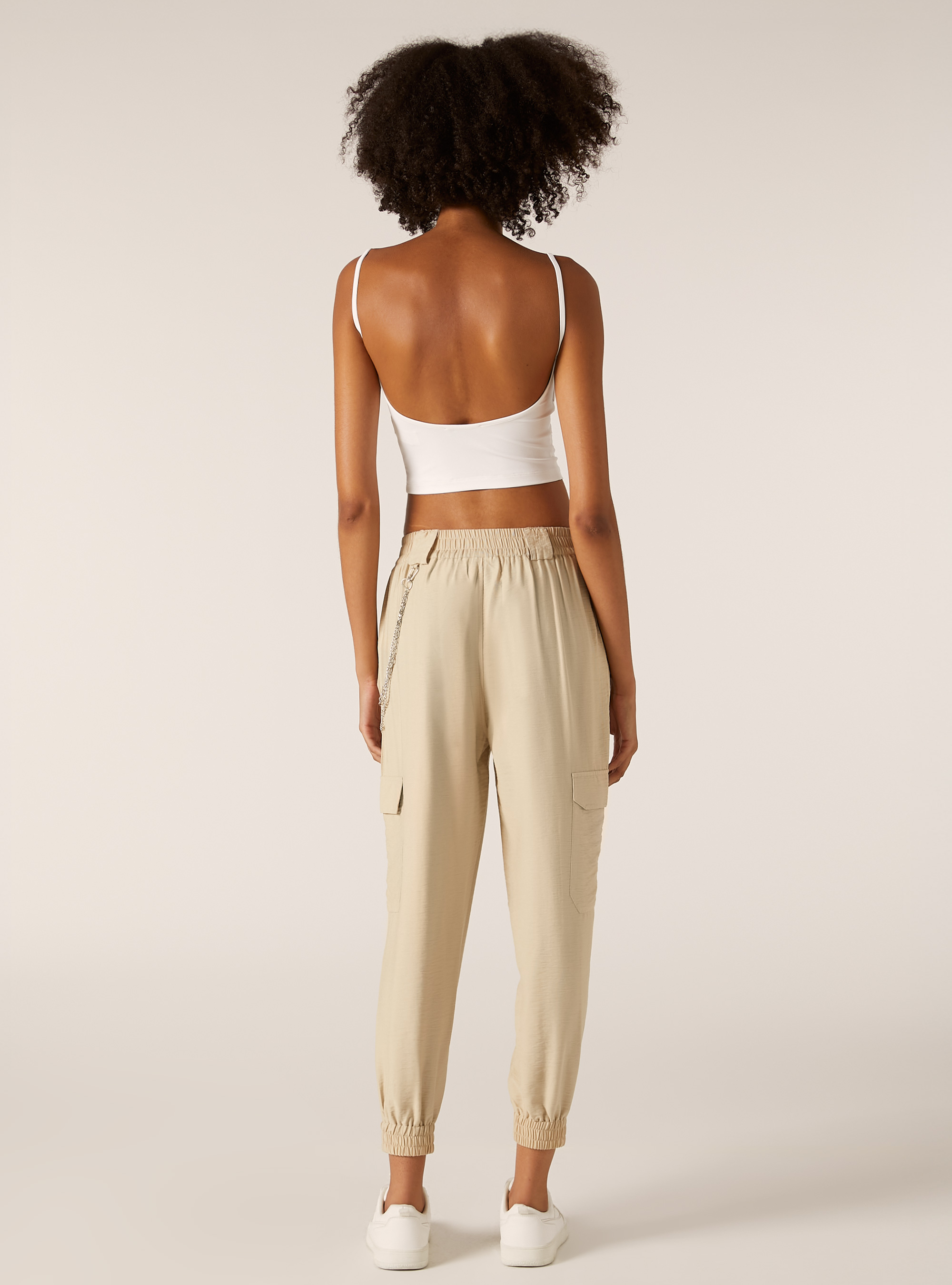 Jogger pants with chain, BG2 BEIGE MEDIUM