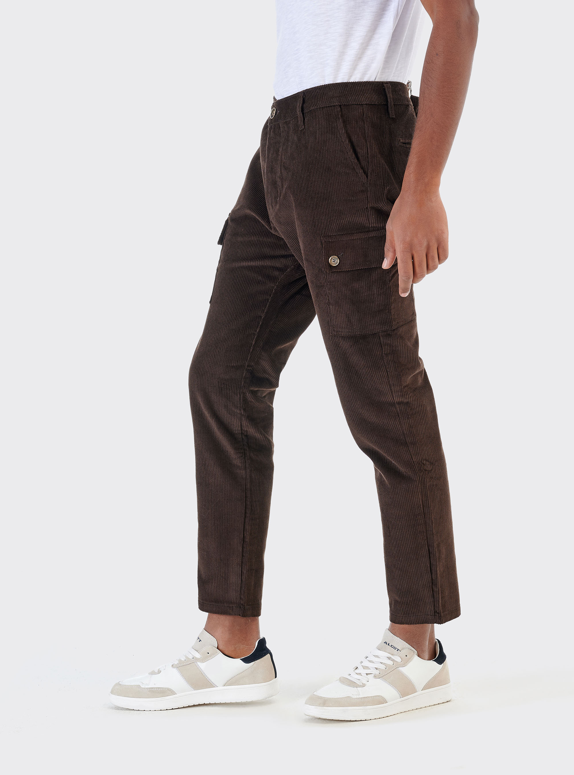 Pantalone cargo in velluto, C526 BROWN