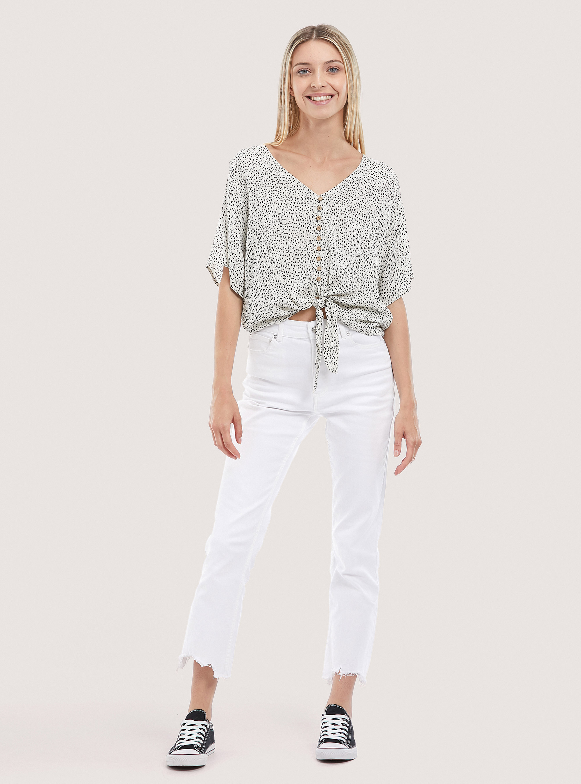 Printed knot blouse, MULTICOLOR