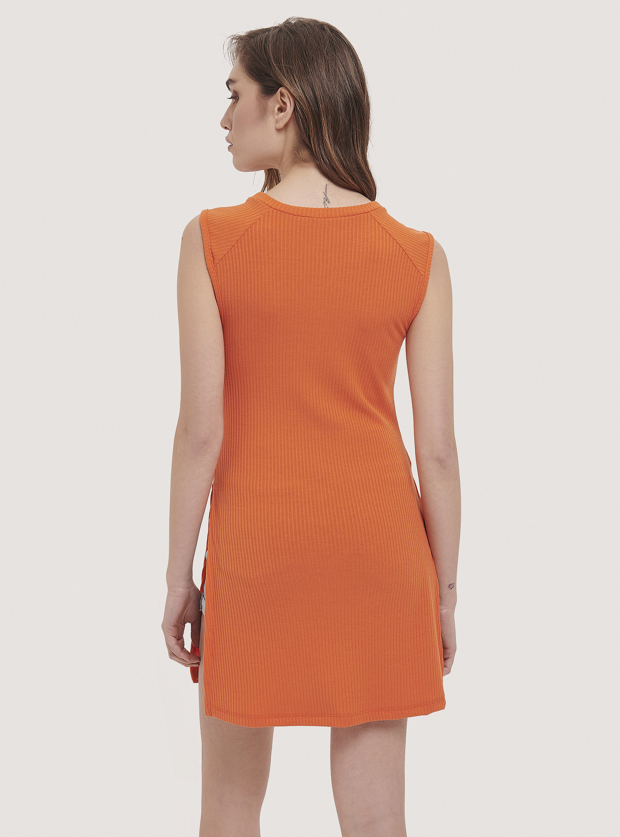 Long ribbed tank top, C330 ORANGE