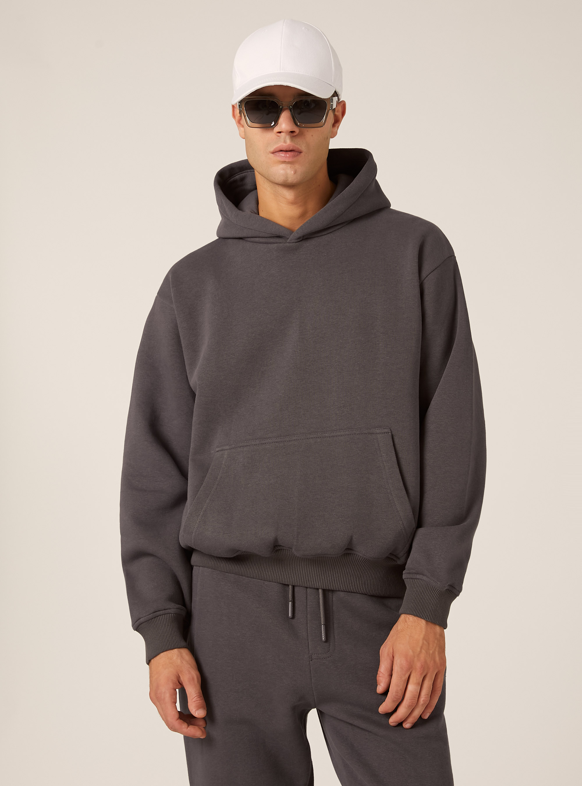 Boxy fit hoodie, GY1 GREY DARK
