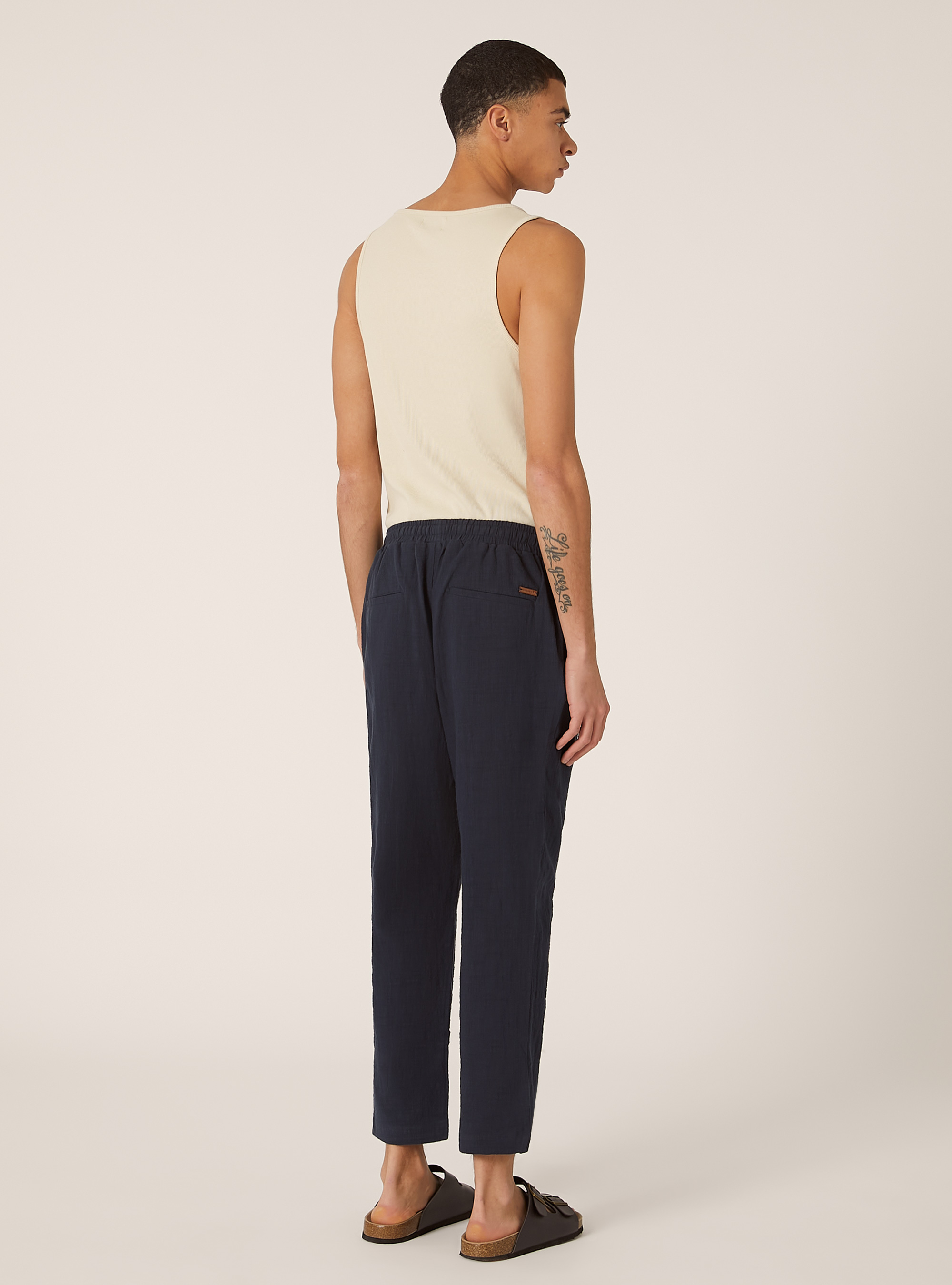 Pantalon en coton avec cordon de serrage &agrave; la taille, NA2 NAVY MEDIUM