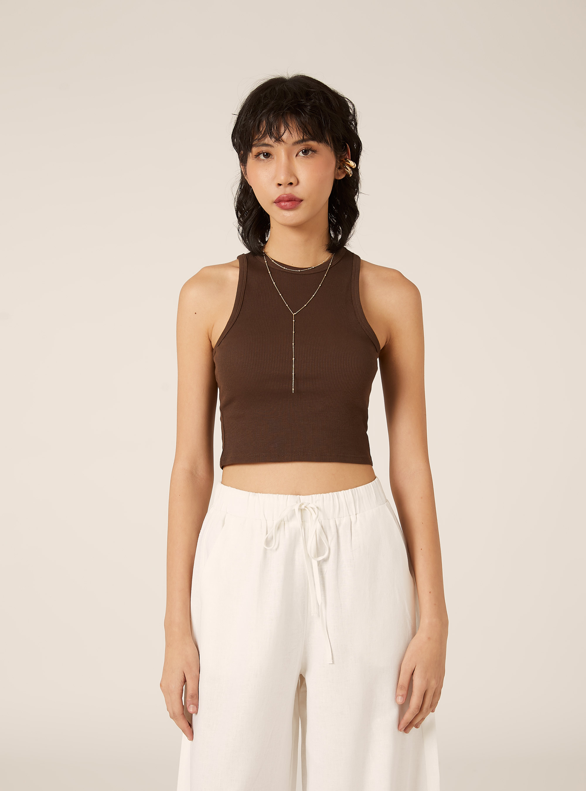 Canotta basic in cannete', BR2 BROWN MEDIUM