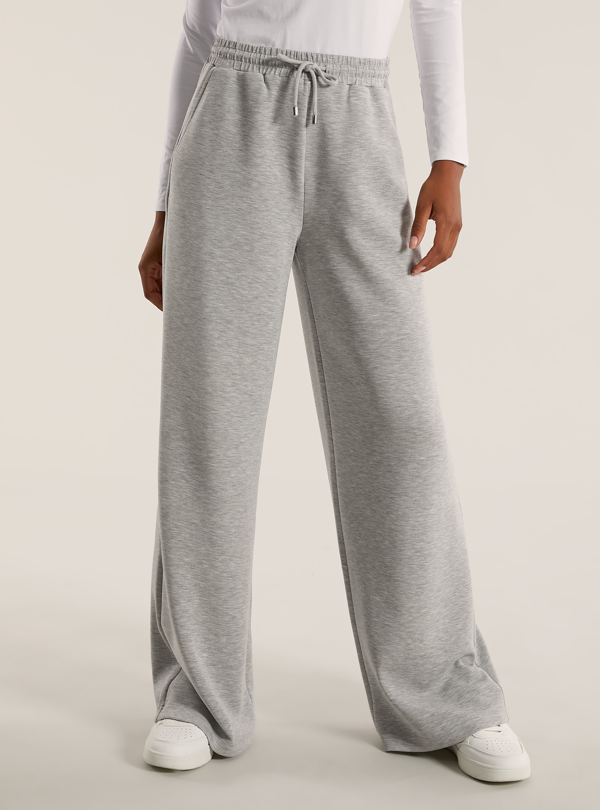 Jogginghose mit weitem Bein und weichem Griff, MGY3 GREY MEL LIGHT
