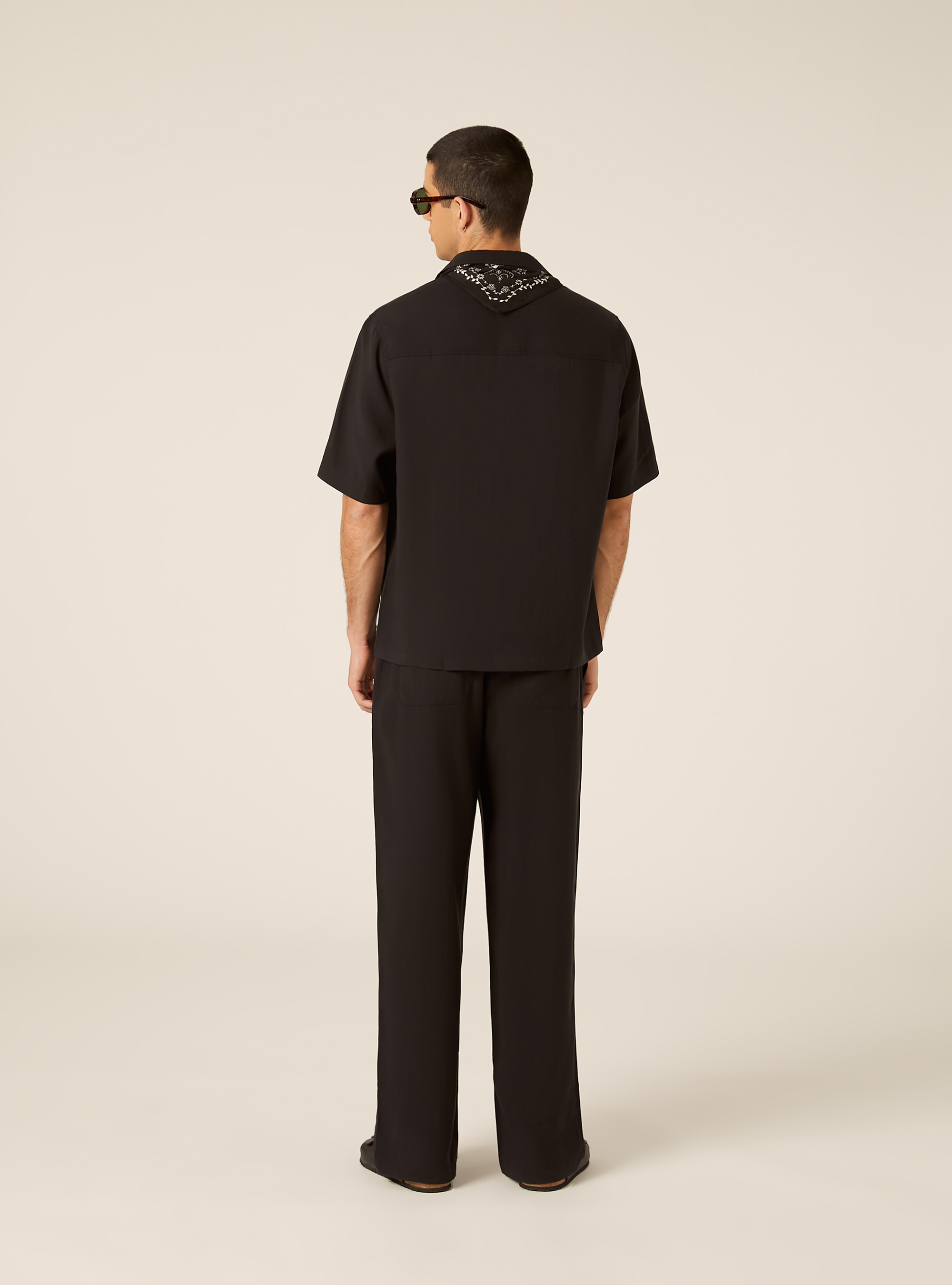 Short Sleeve Fluid Shirt, BK1 BLACK