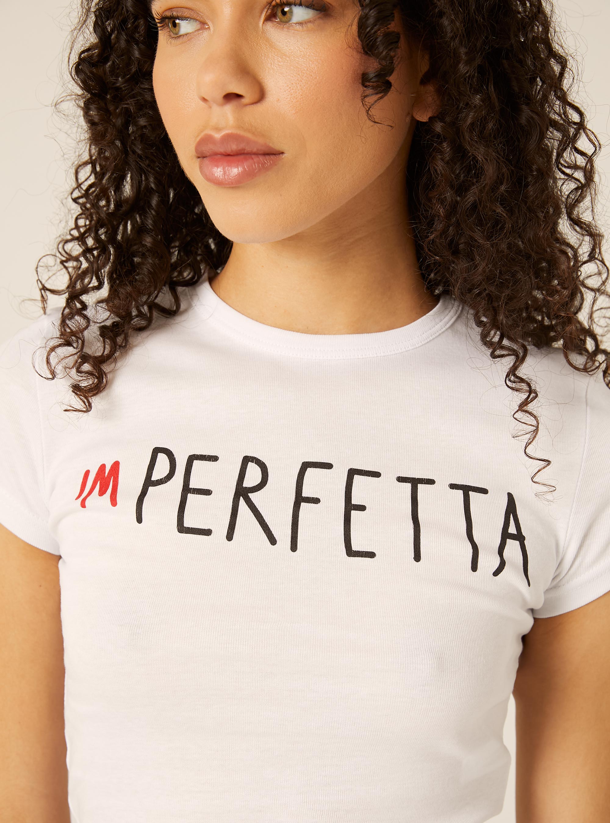 T-shirt regular con stampa "imperfetta", WH3 WHITE