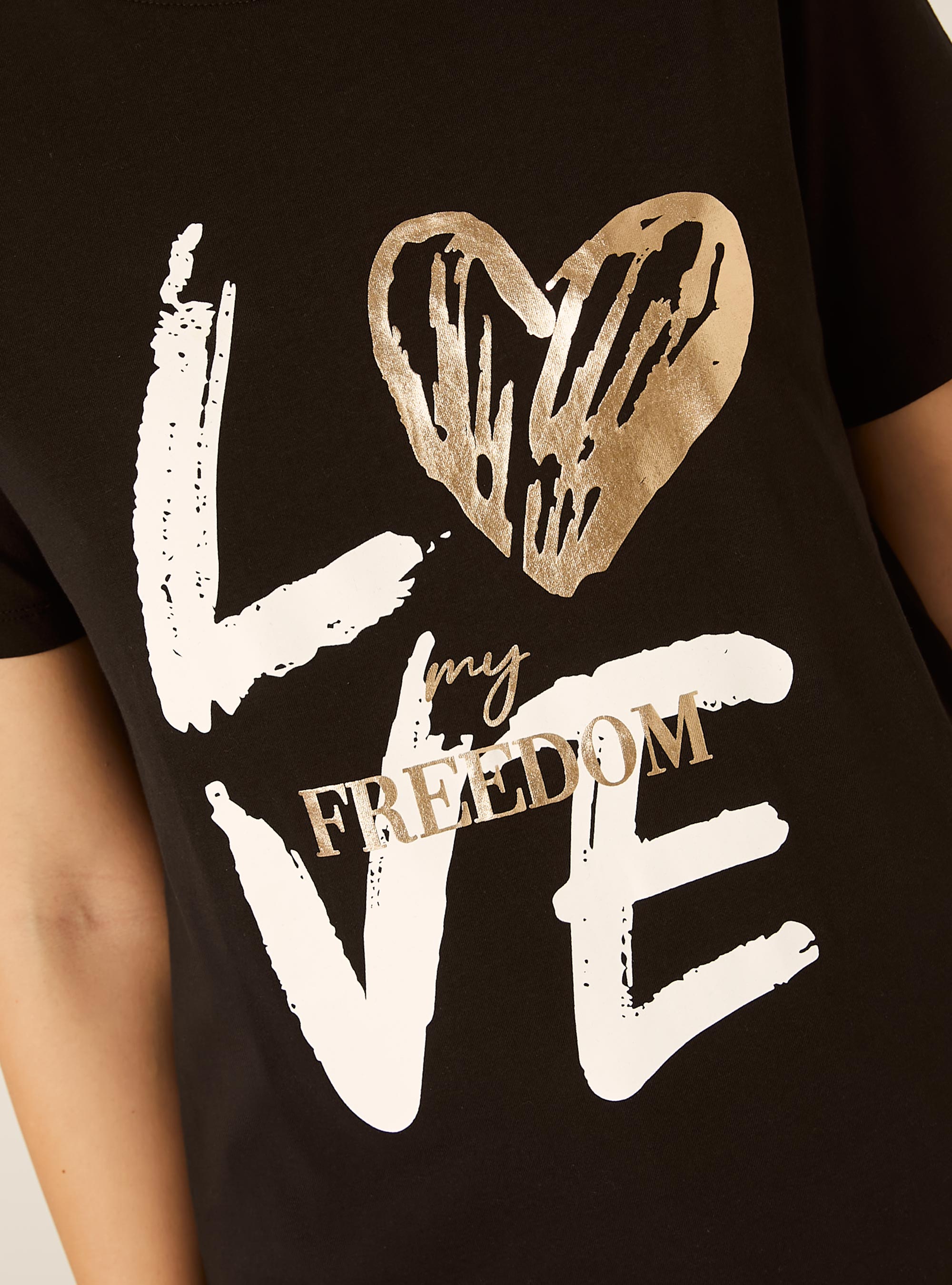 T-shirt avec imprim&eacute; m&eacute;tallis&eacute;, BK1 BLACK
