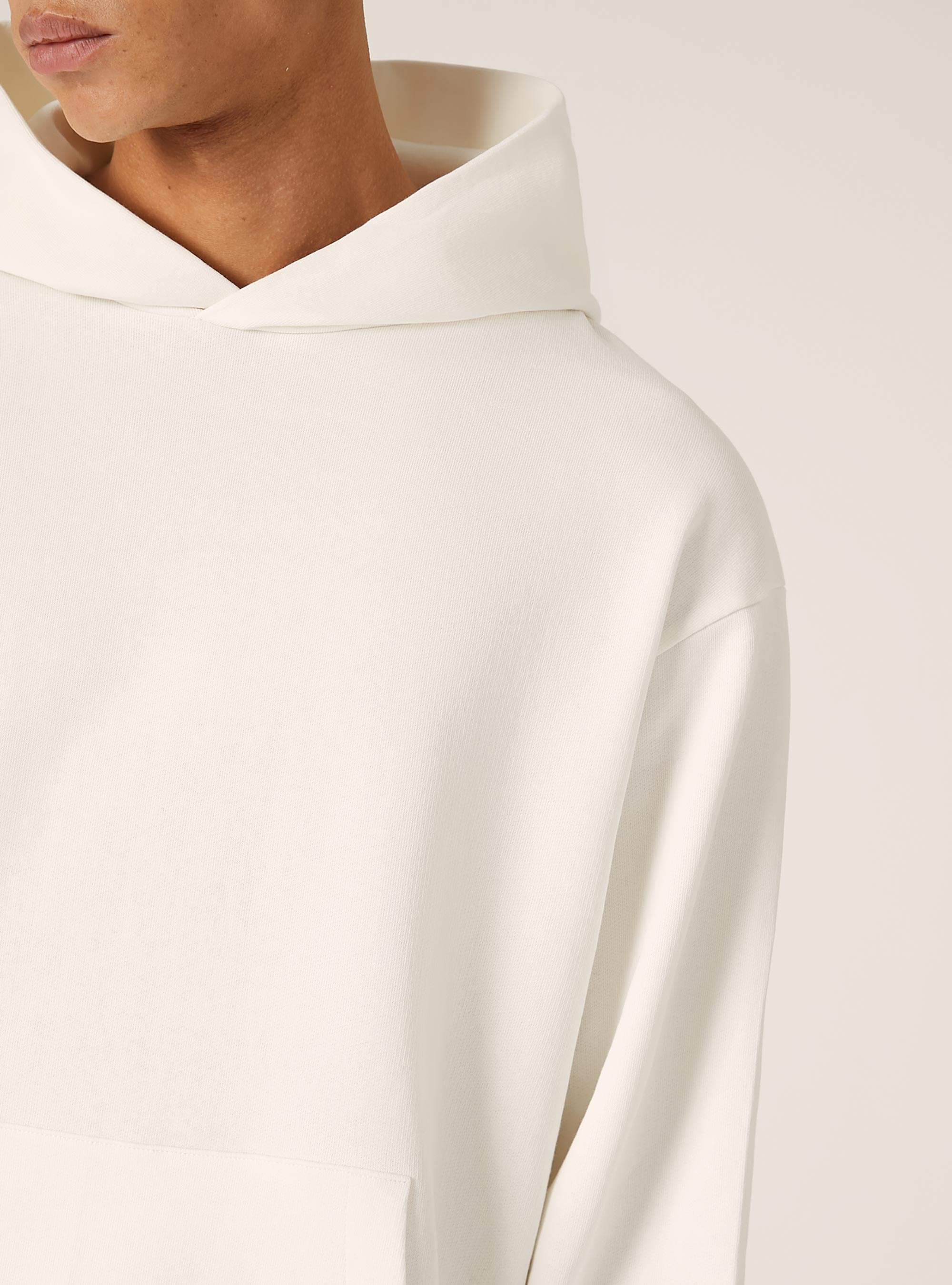 Boxy Fit Hooded Sweatshirt, WH1 OFF WHITE