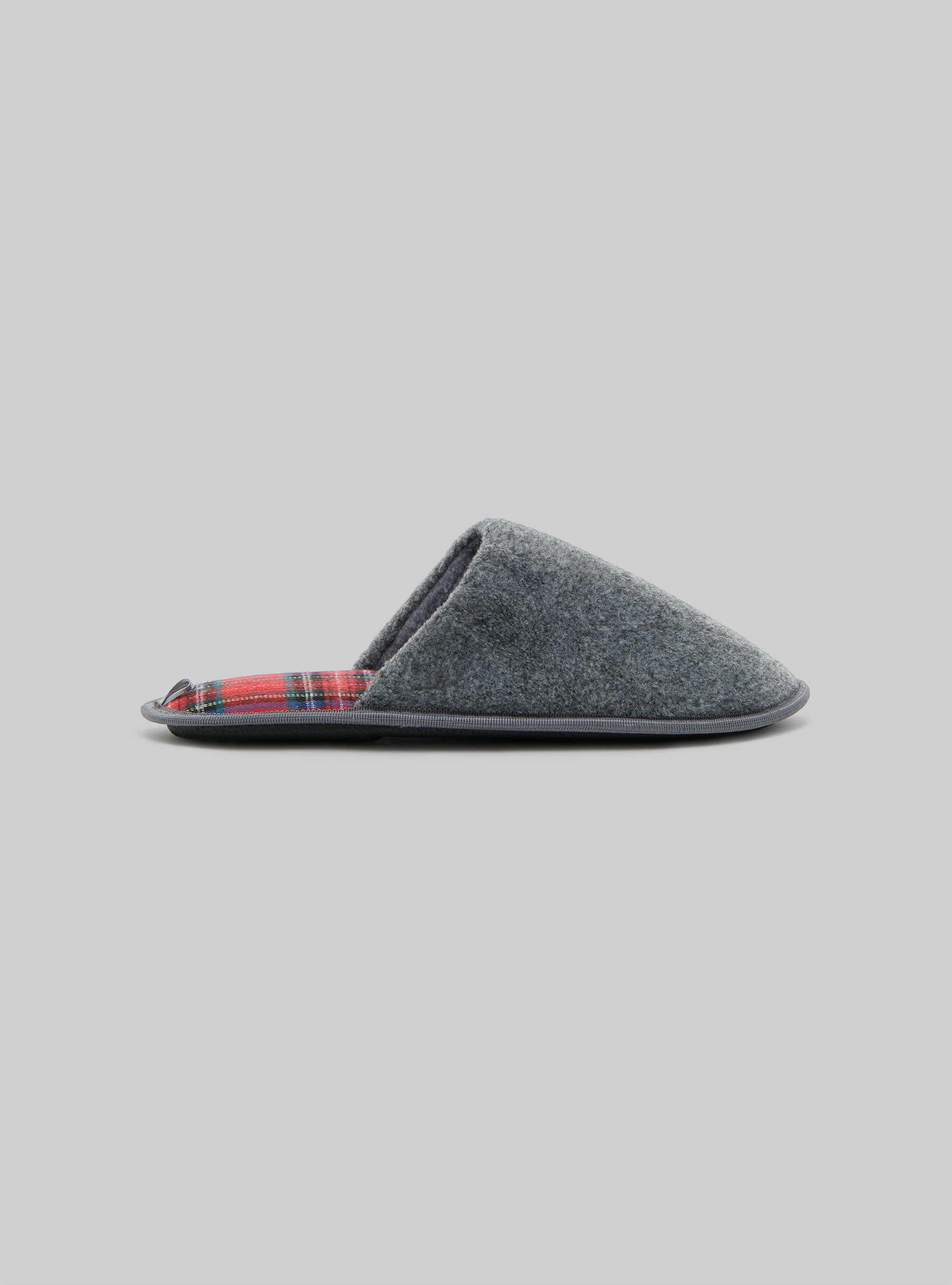 Slippers with tartan lining, RED