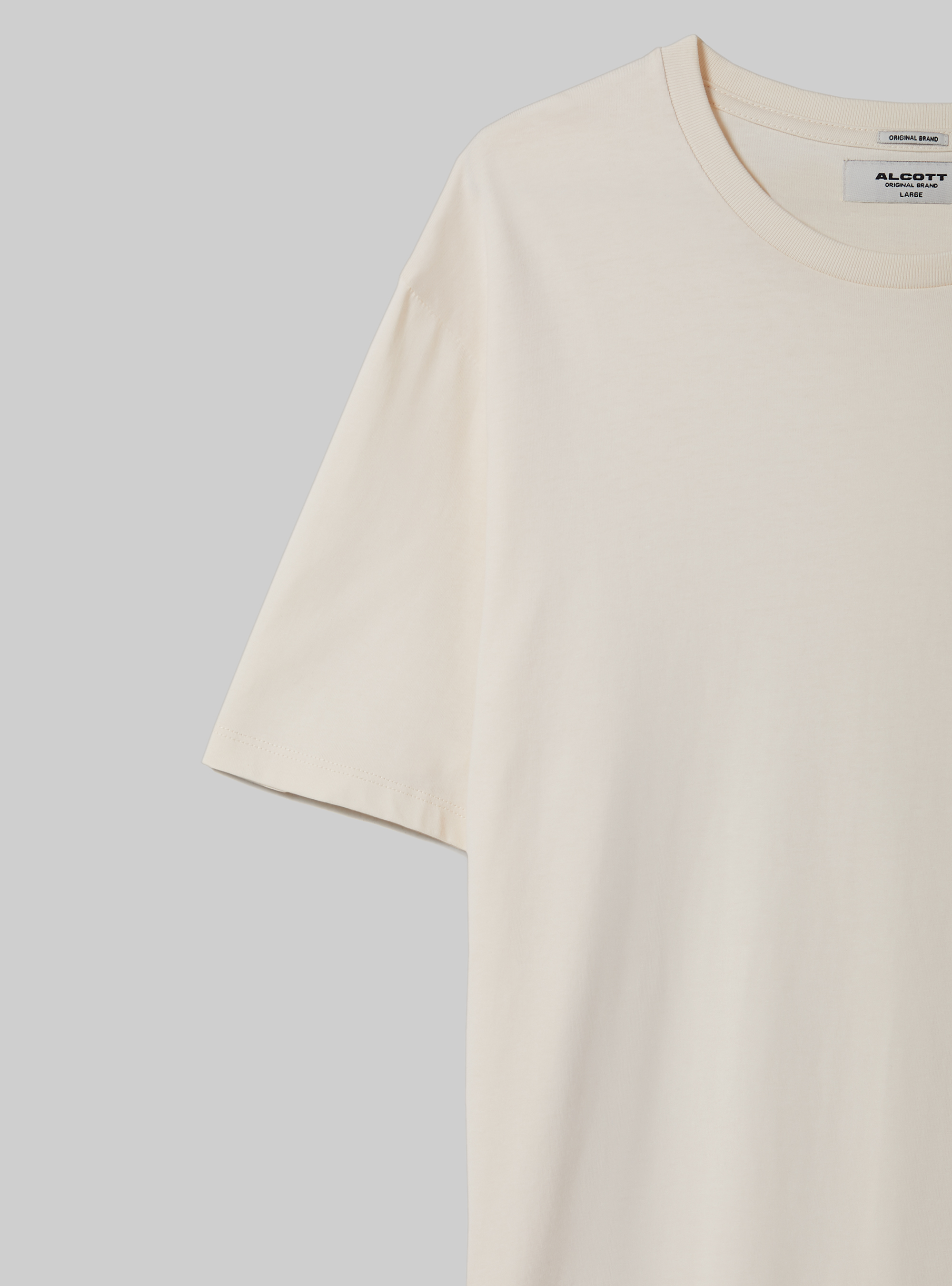 Camiseta de algod&oacute;n con cuello redondo, SA3 SAND LIGHT