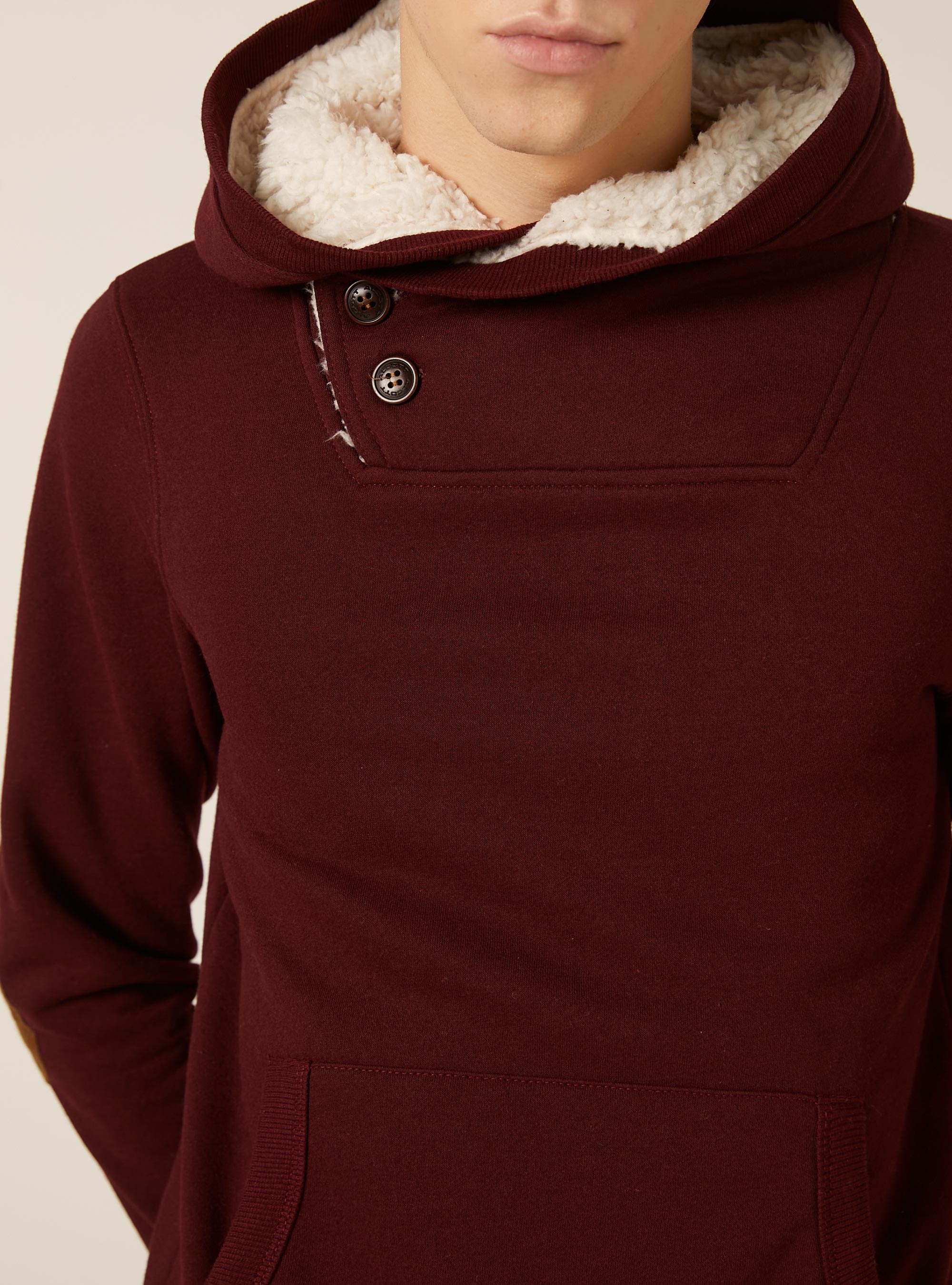 Kapuzenpullover aus Kunstfell, BO2 BORDEAUX MEDIUM