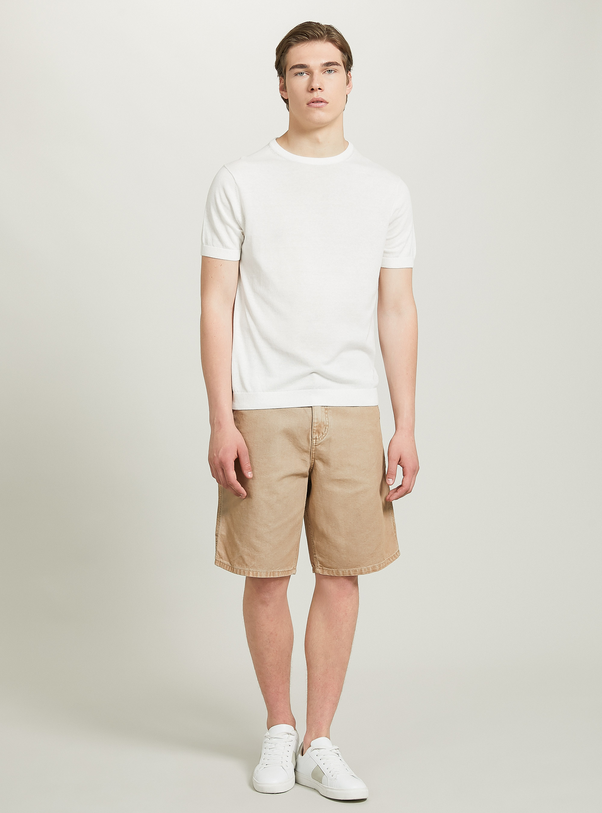 Short-sleeved cotton pullover, WH2 WHITE