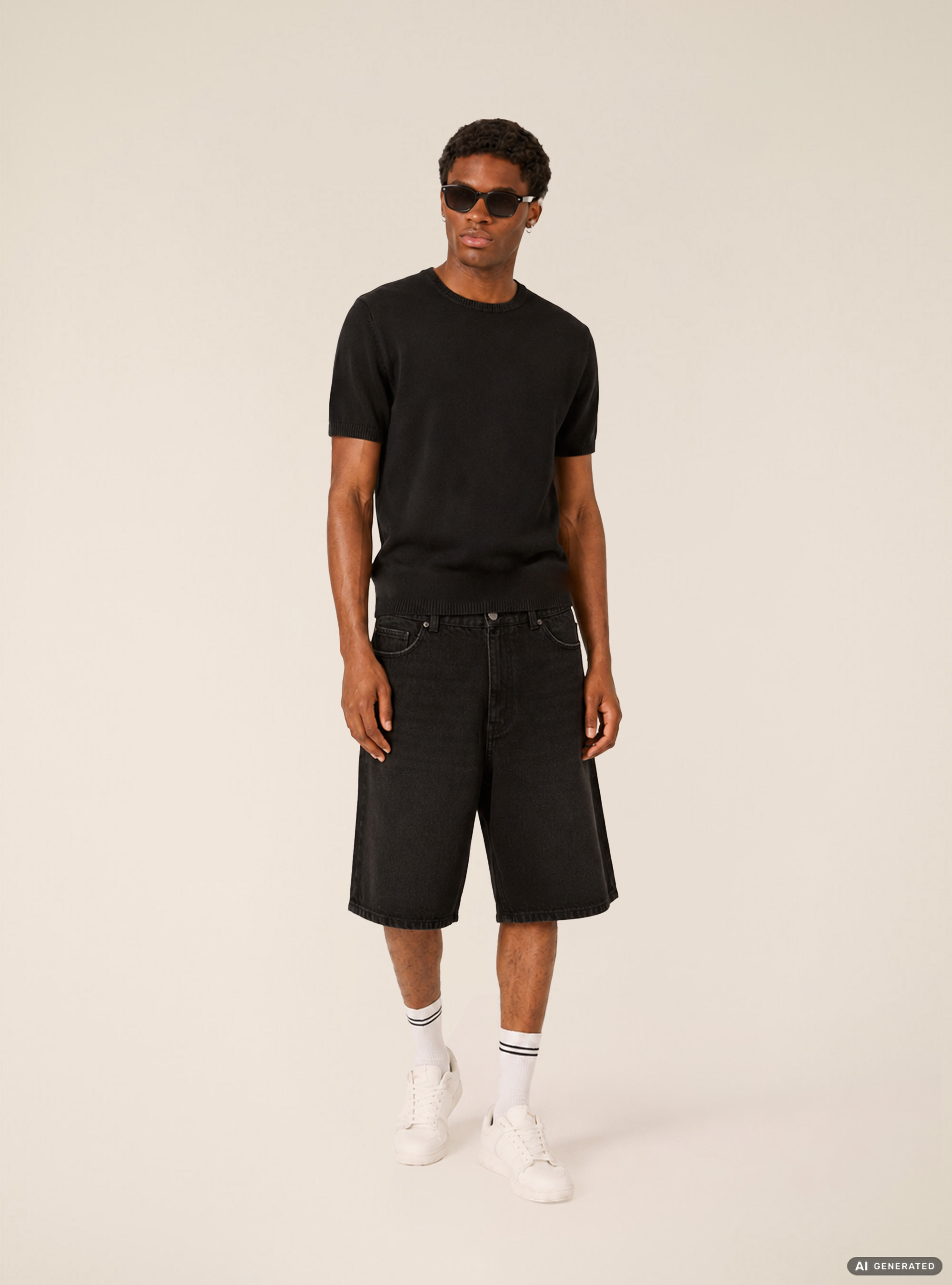 Kurz&auml;rmeliges leichtes Strick-T-Shirt, BK1 BLACK