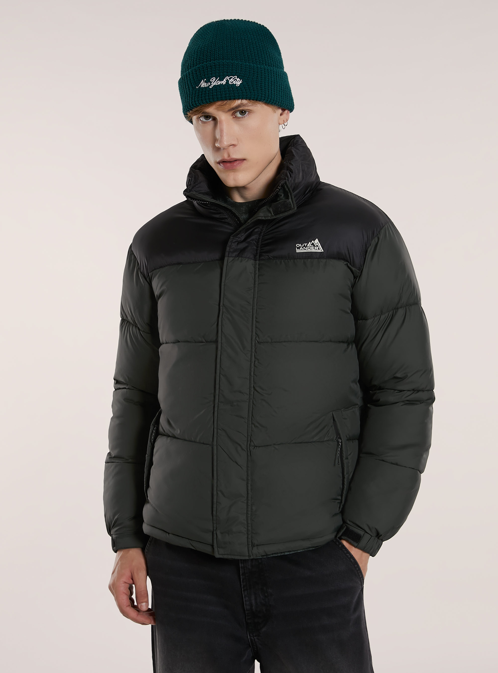 Padded down jacket in ripstop fabric, KY1 KAKY DARK