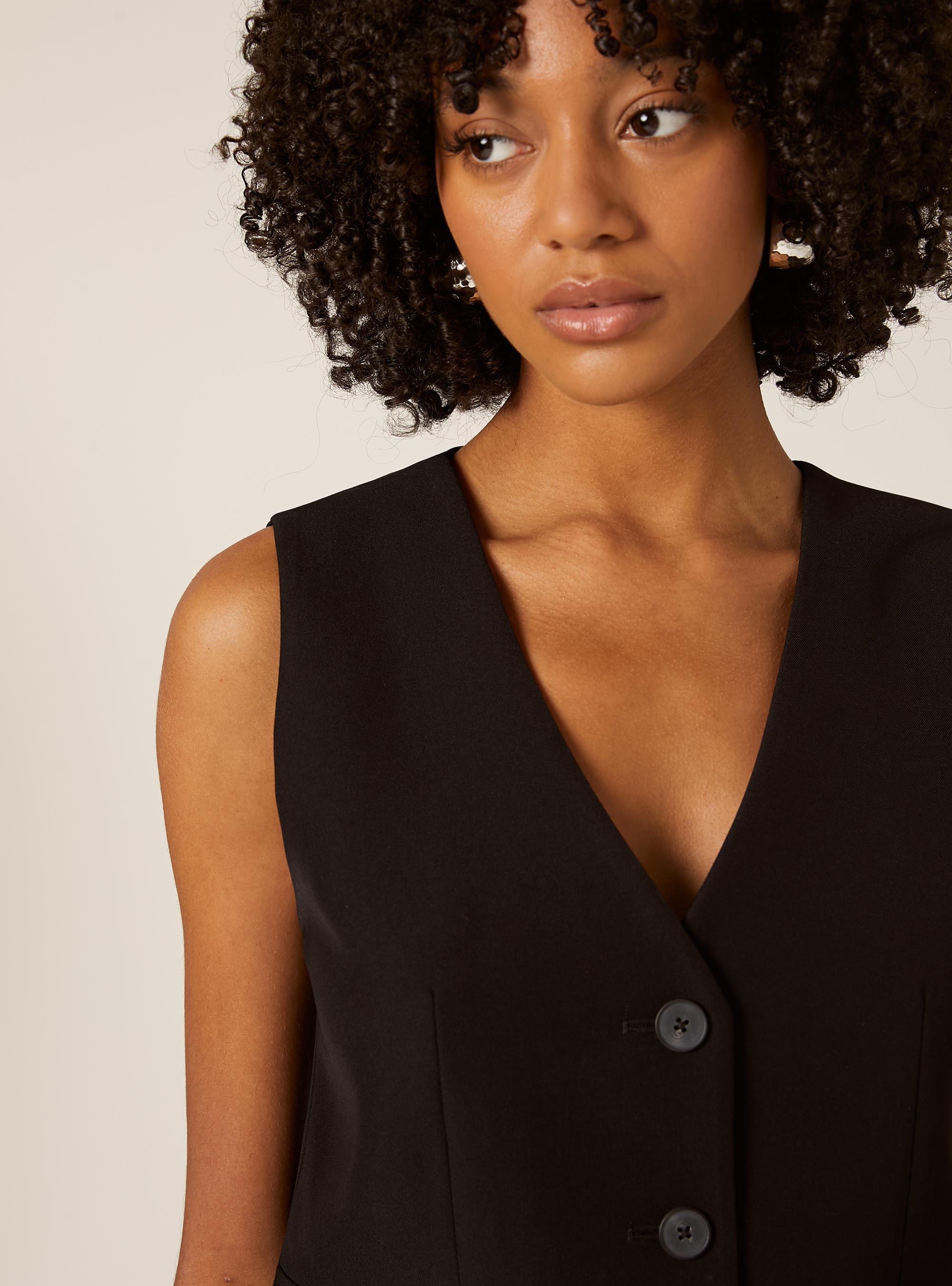 Chaleco entallado liso, BK1 BLACK