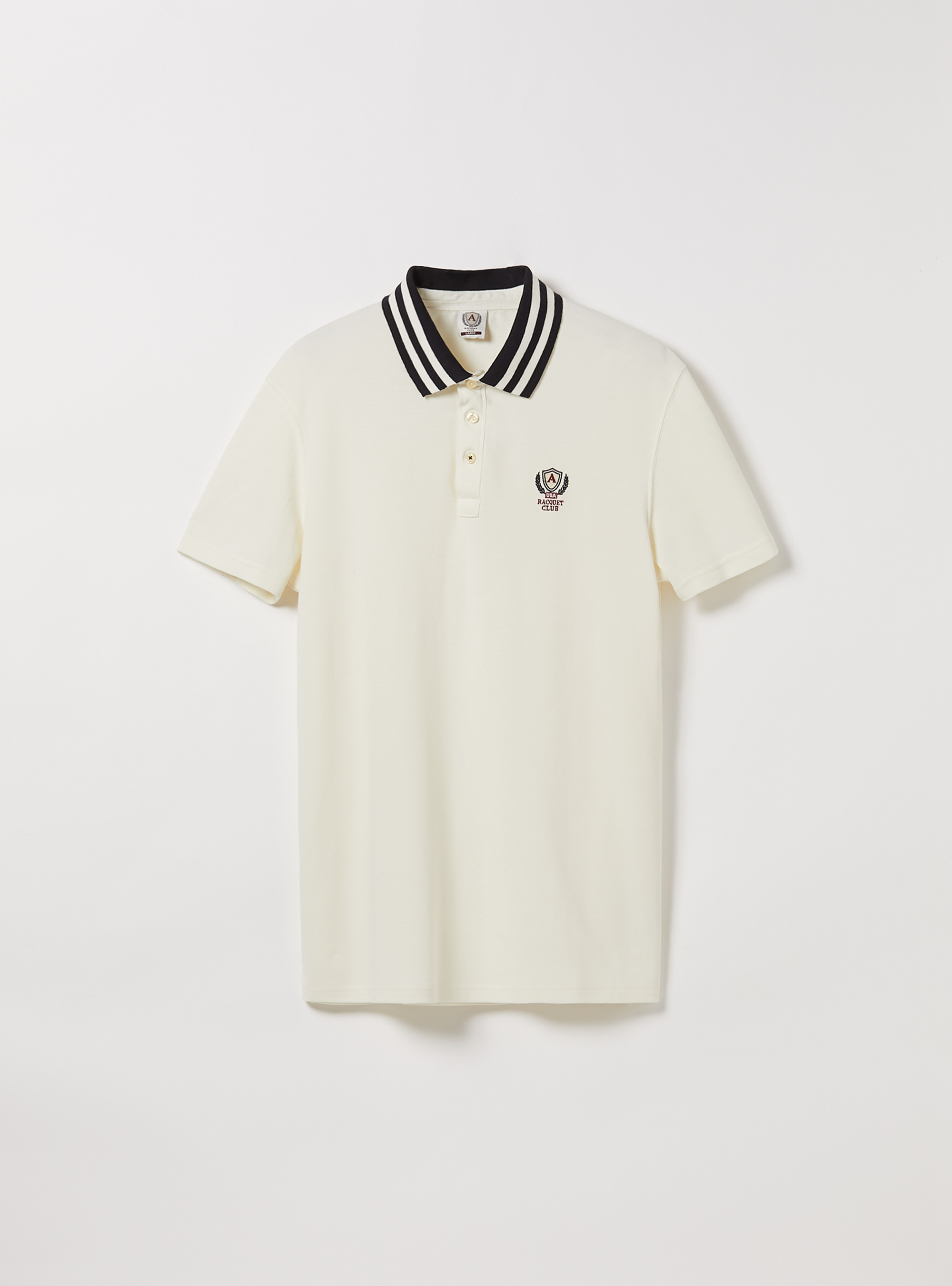 Cotton polo shirt with embroidery, C0020 OFF WHITE