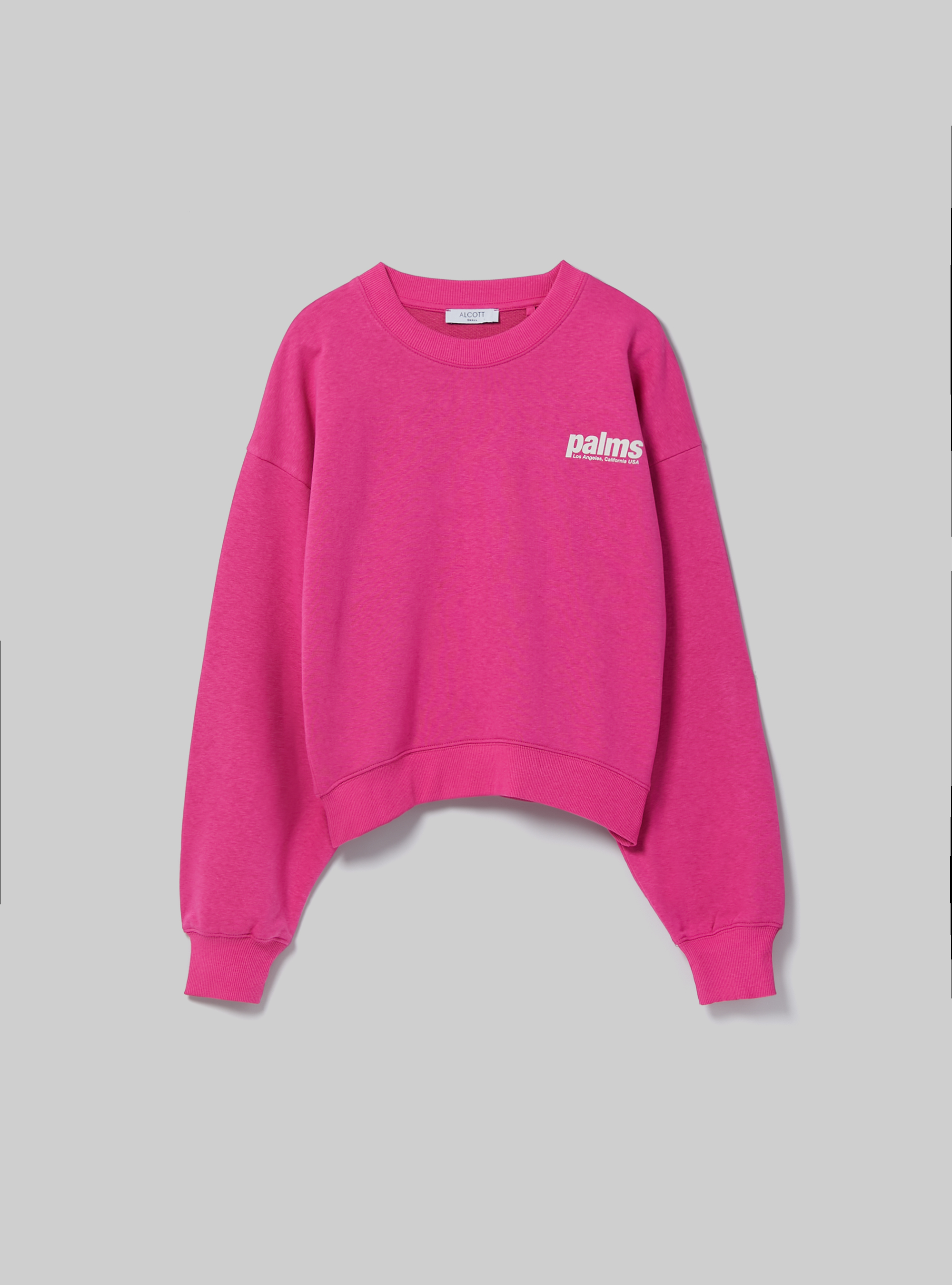 Sweat-shirt court avec impression de lettrage, FX2 FUXIA MEDIUM