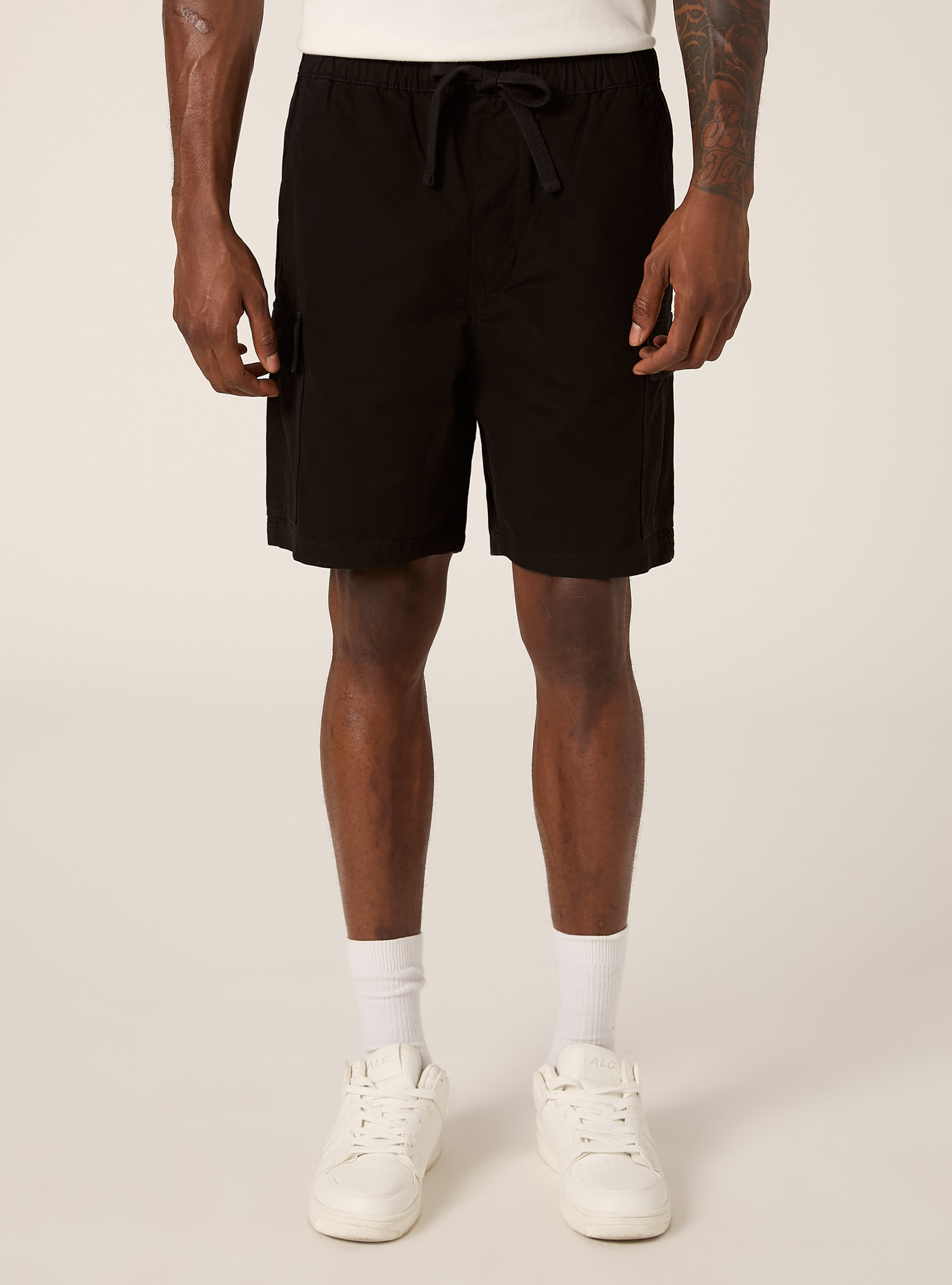 Cargo-Bermudashorts aus Twill mit Kordelzug, BK1 BLACK