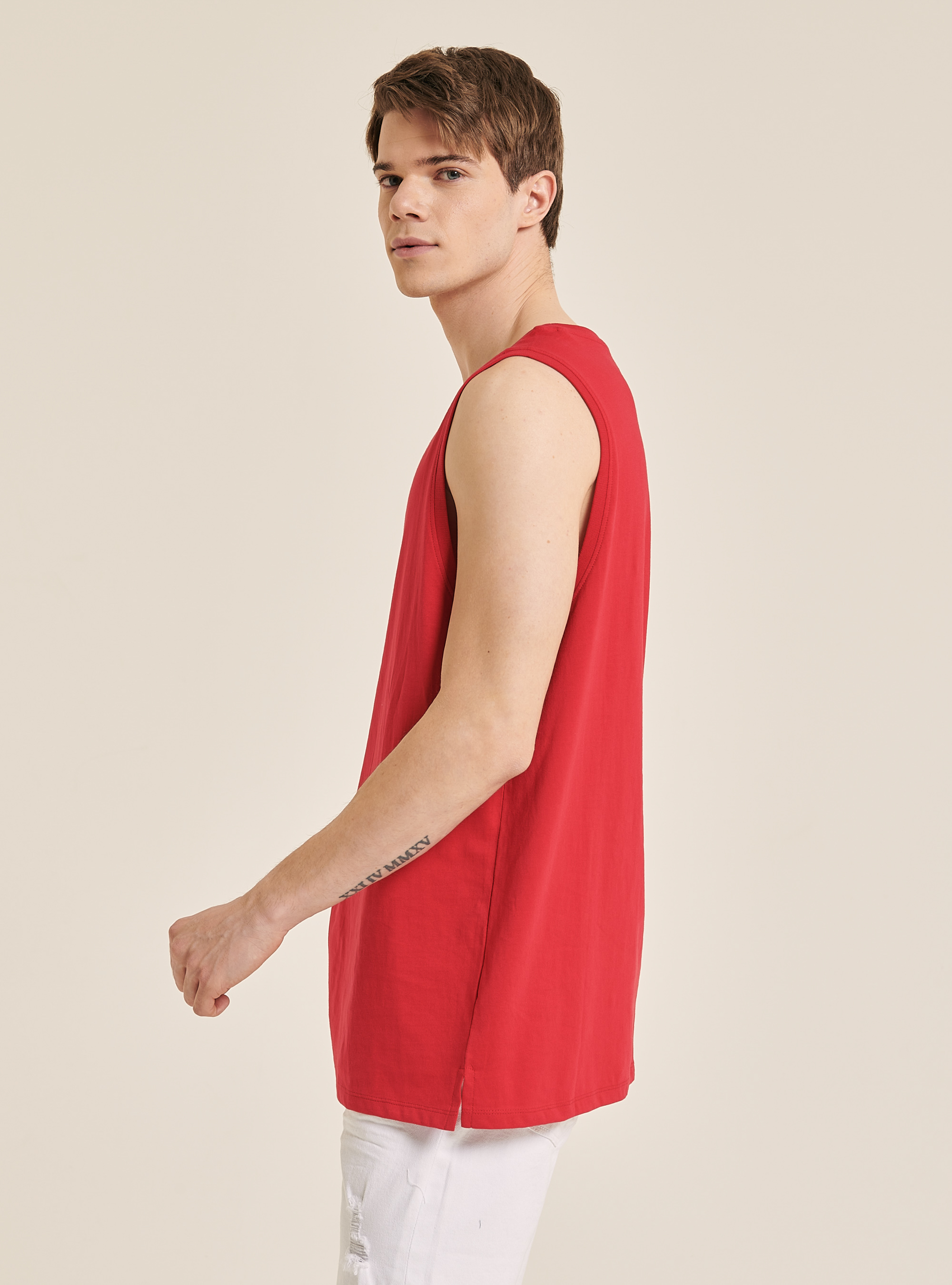 Canotta in cotone tinta unita, C4494 RED