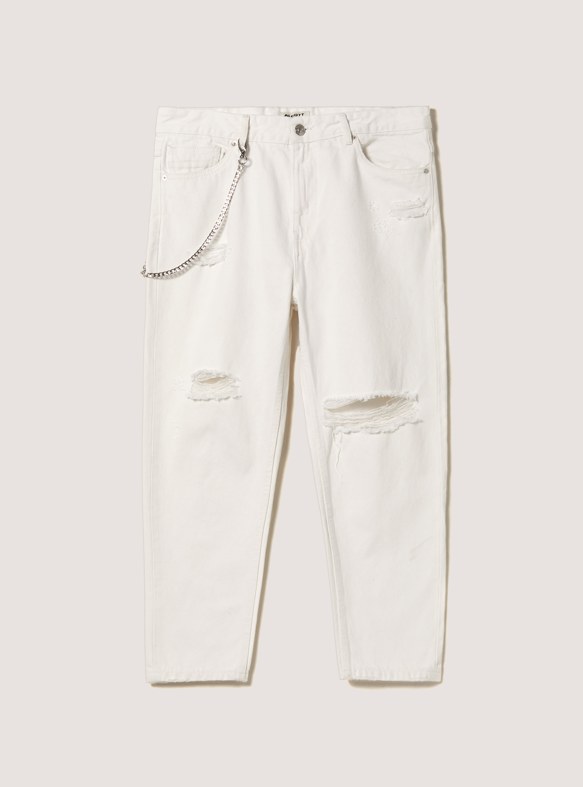 Relaxed fit jeans with chain, C141 CREAM