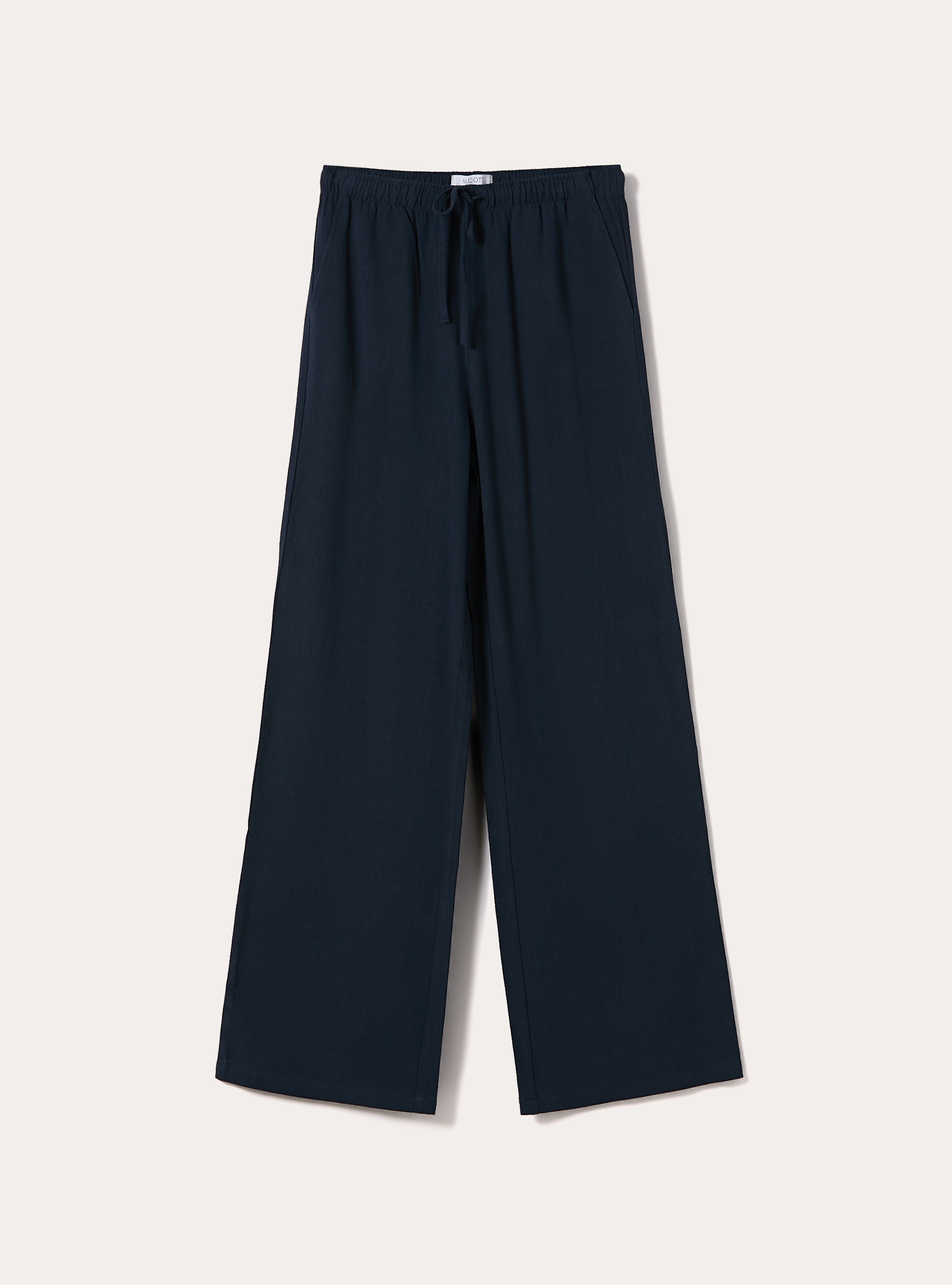 Pantaloni wide leg in misto lino, NA2 NAVY MEDIUM