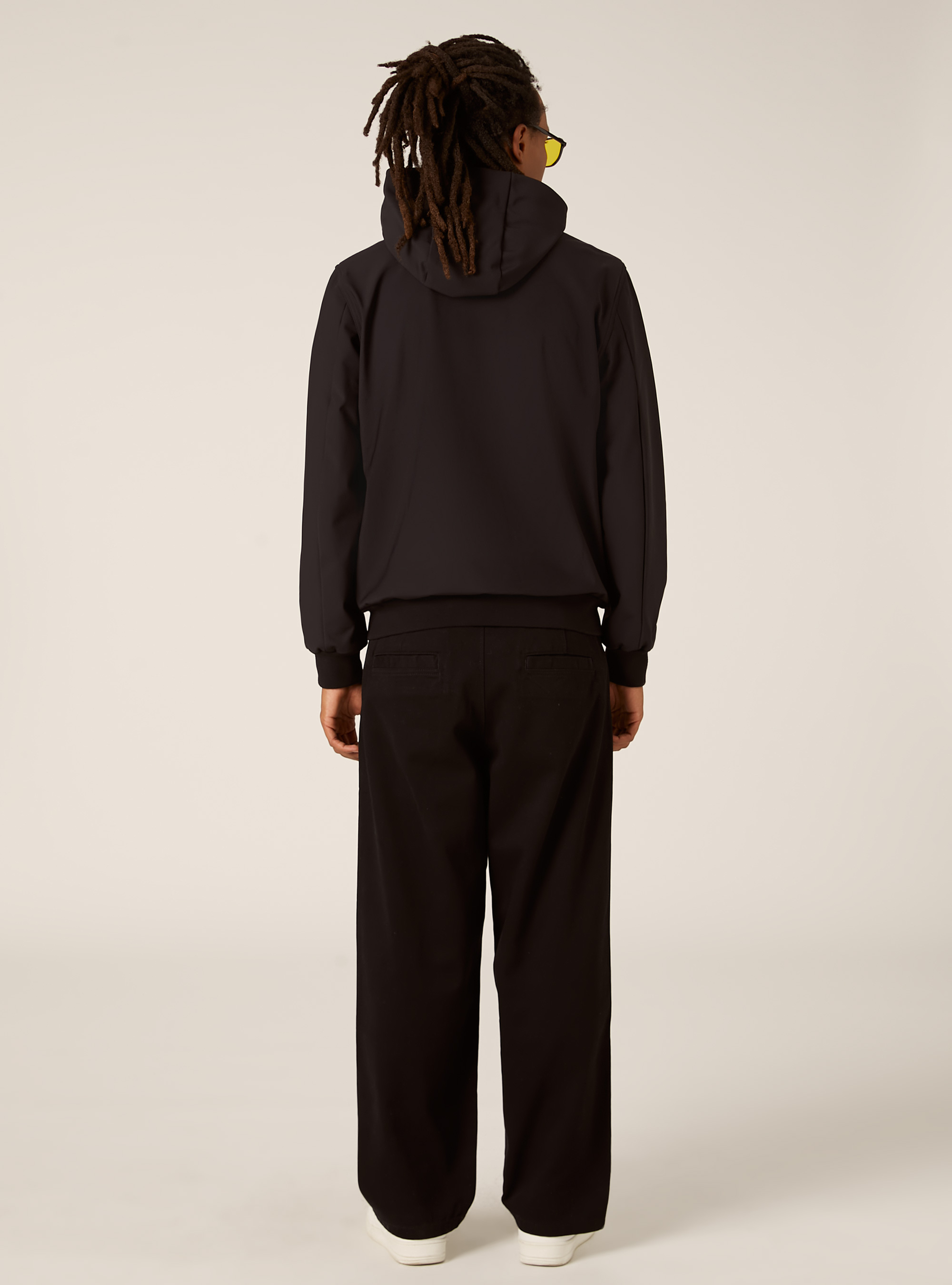 Technical fabric jacket with hood, BK1 BLACK