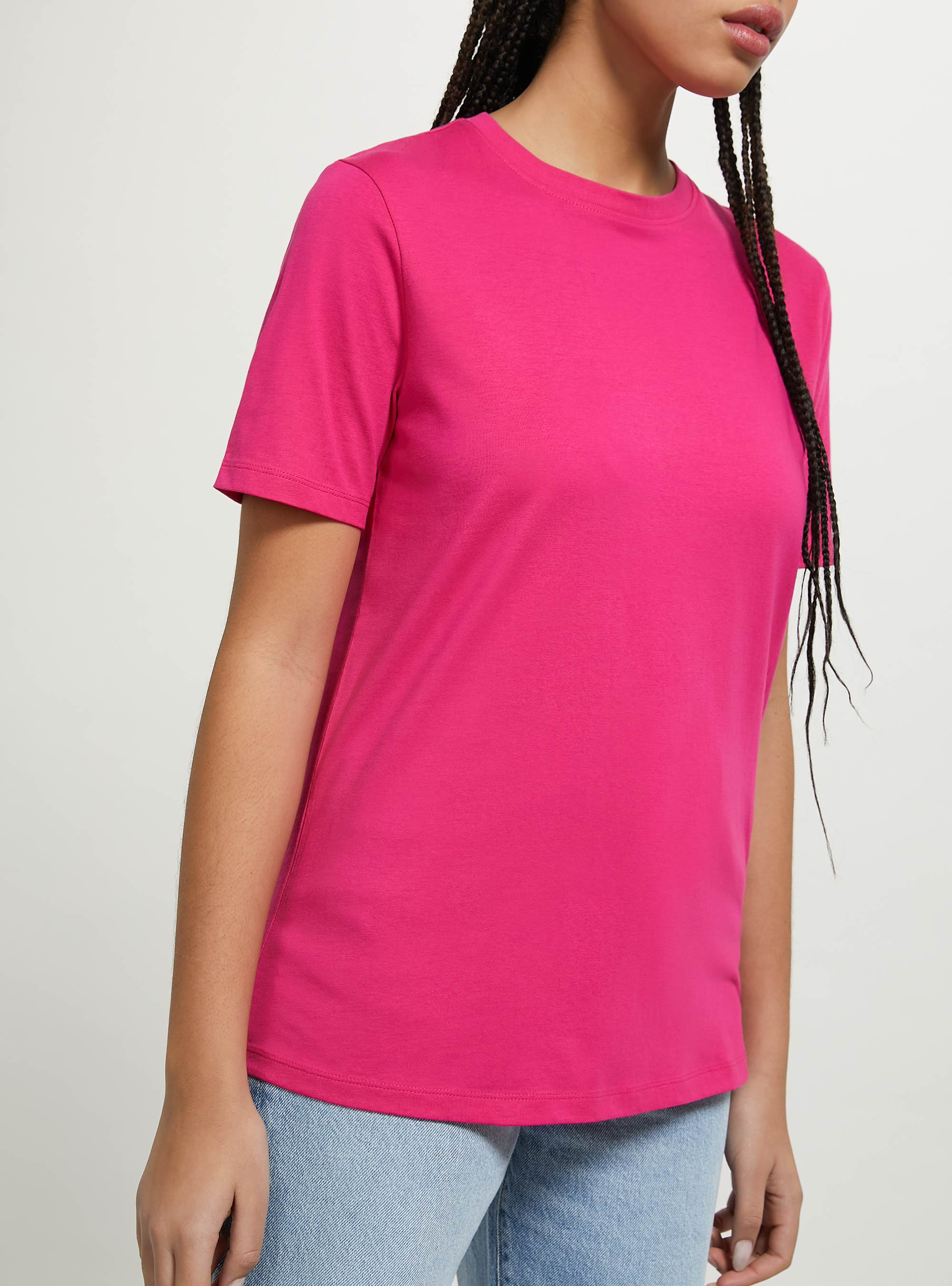 Cotton crew-neck T-shirt, FX2 FUXIA MEDIUM