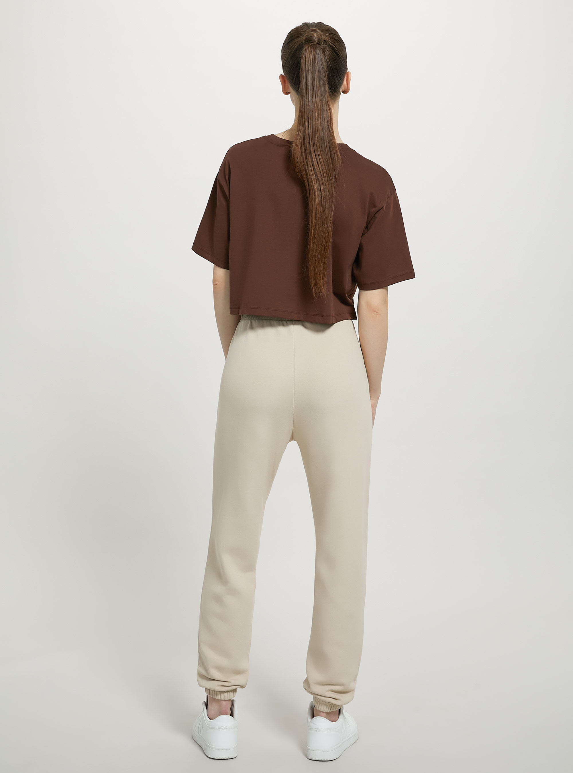 T-shirt en coton court, BR1 BROWN DARK