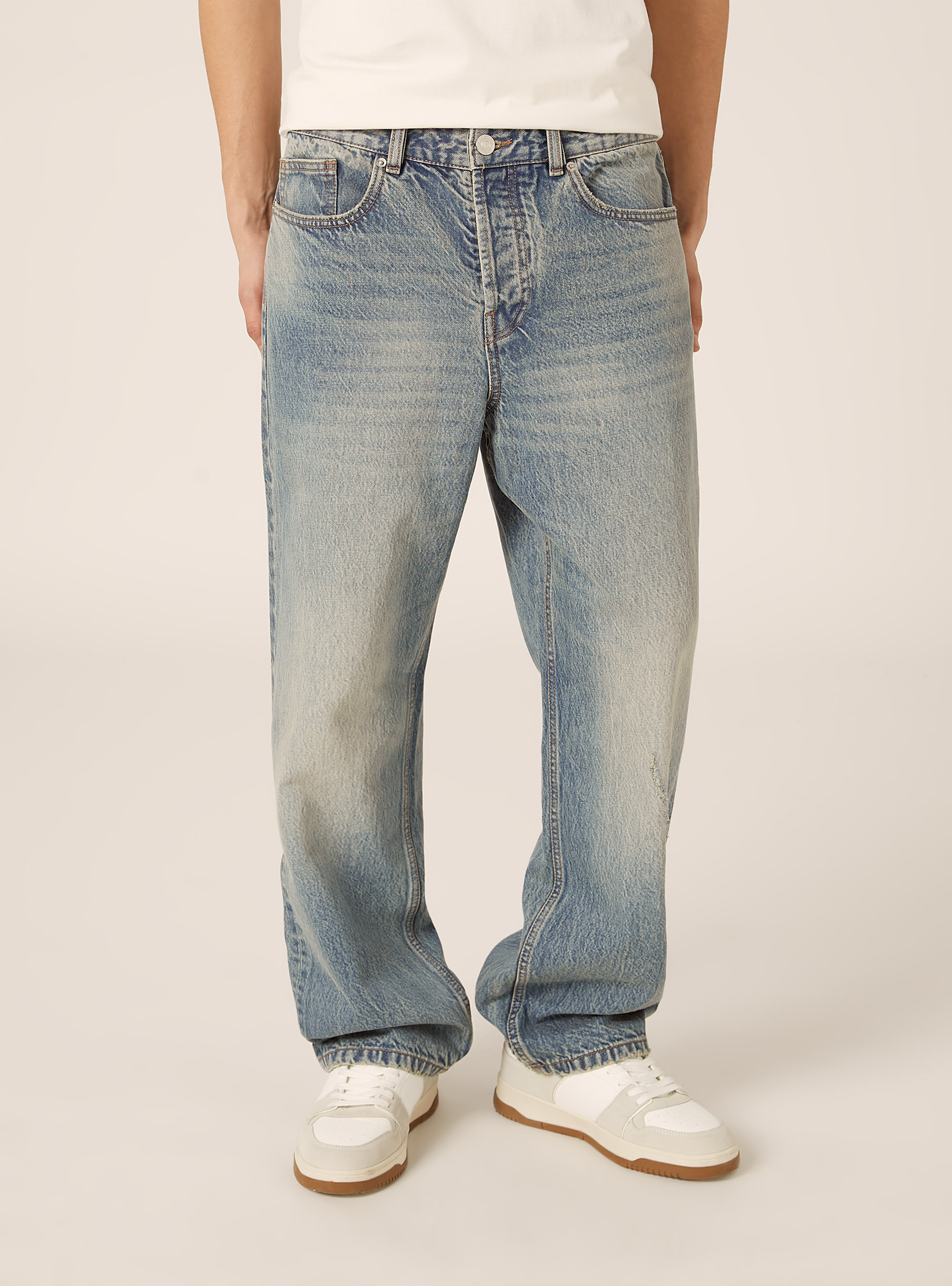 Pantaloni straight fit in denim, D005 LIGHT BLUE