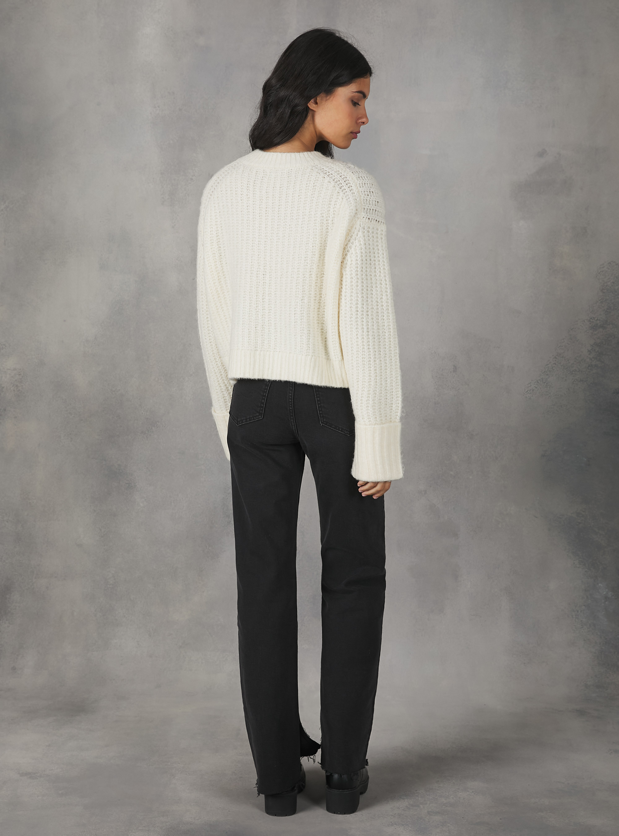 English rib cropped pullover, WH1 OFF WHITE