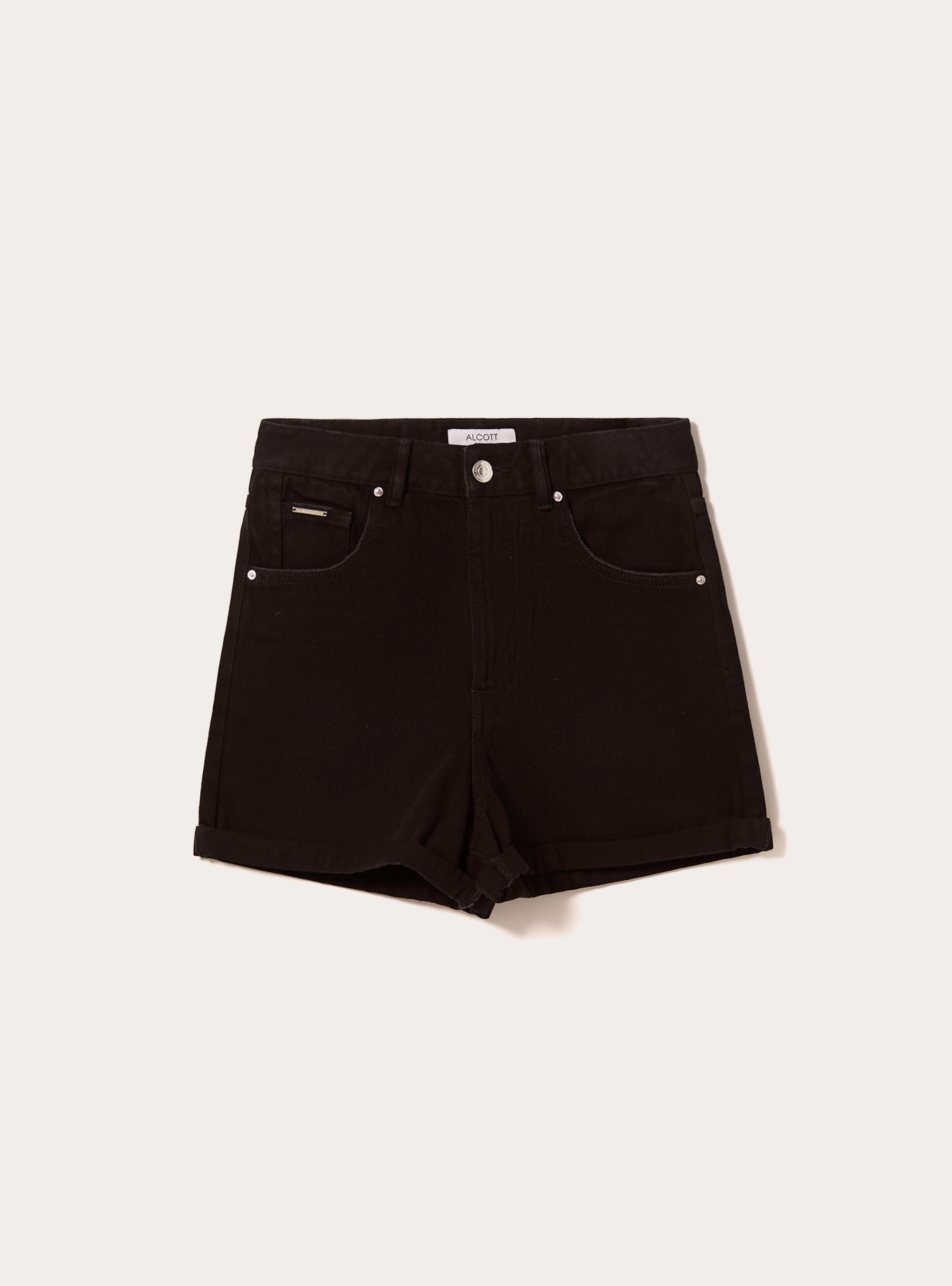 Denim mom fit shorts, D000 BLACK