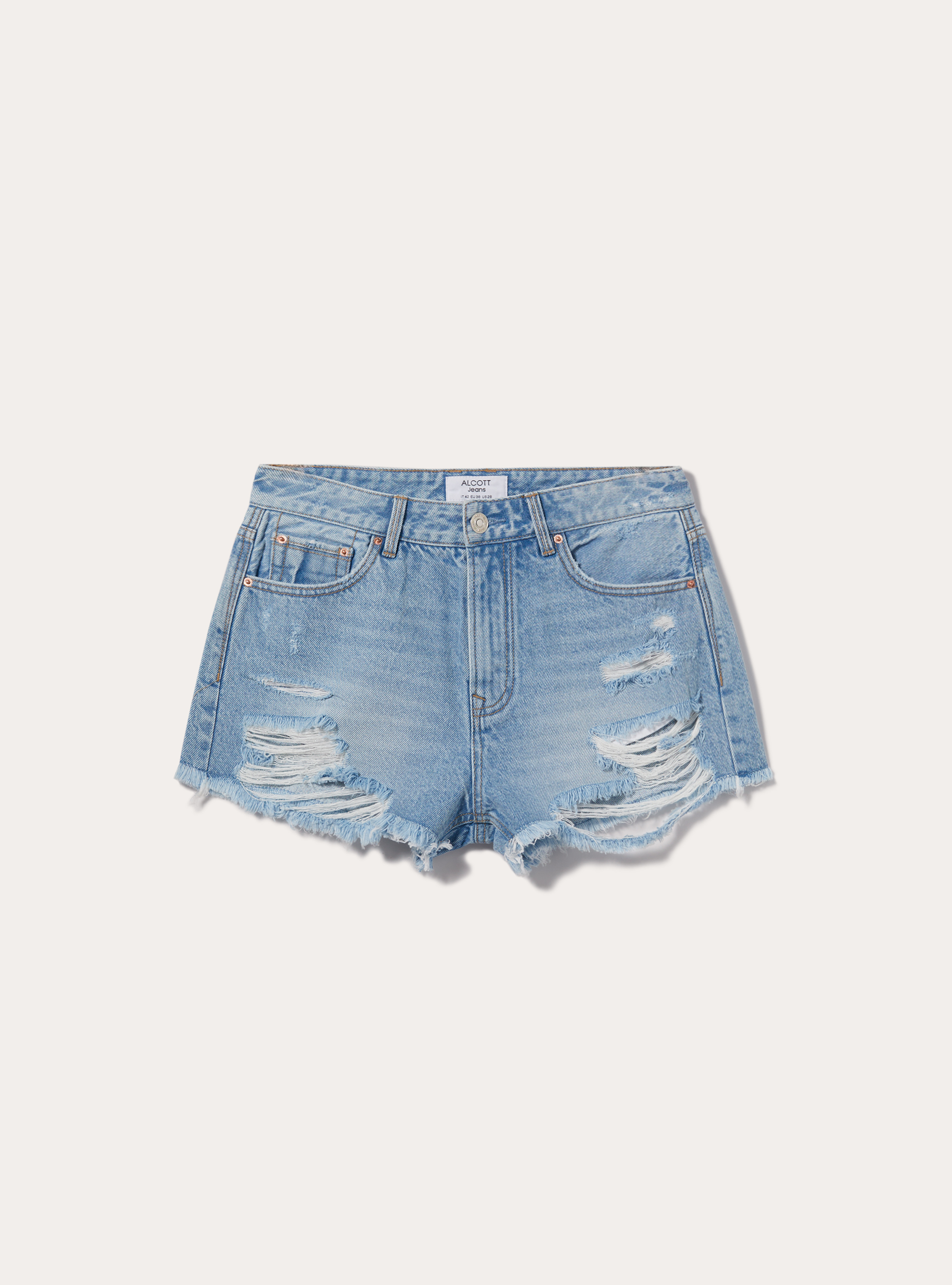 Denim shorts with breaks, D003 MEDIUM BLUE