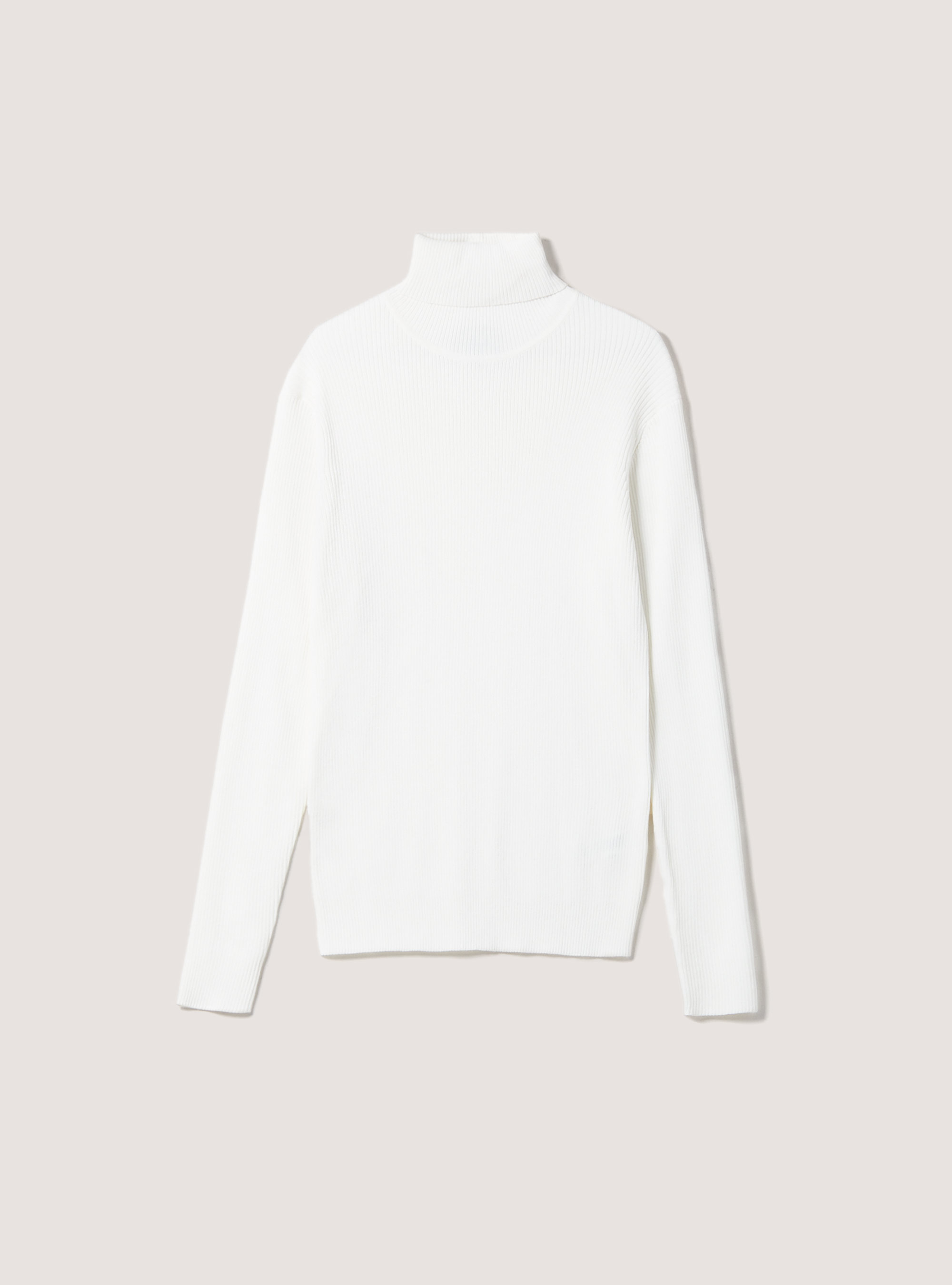 Ribbed turtleneck pullover, OFF-WHITE