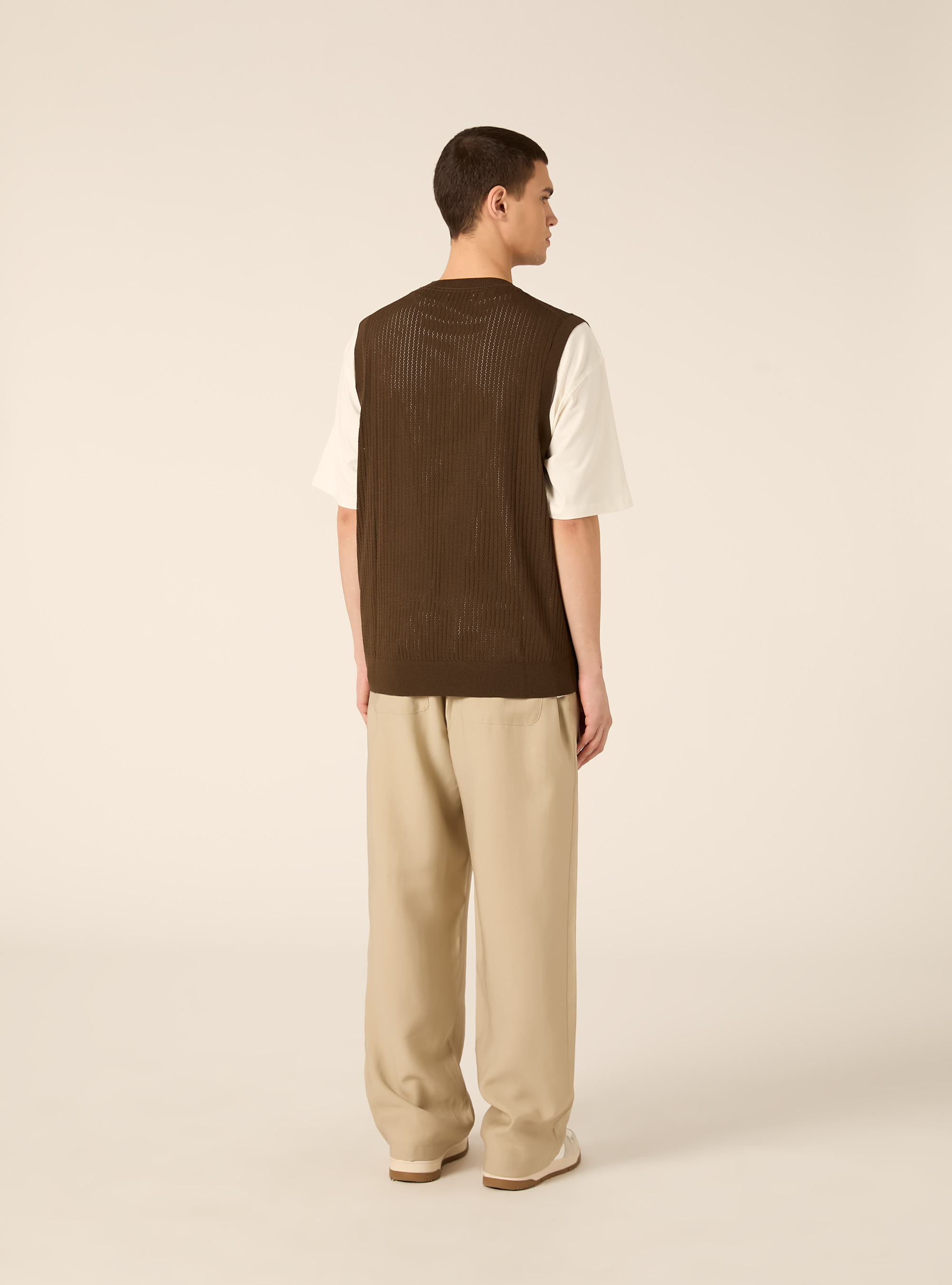 Gilet regular fit in maglia, BR3 BROWN LIGHT