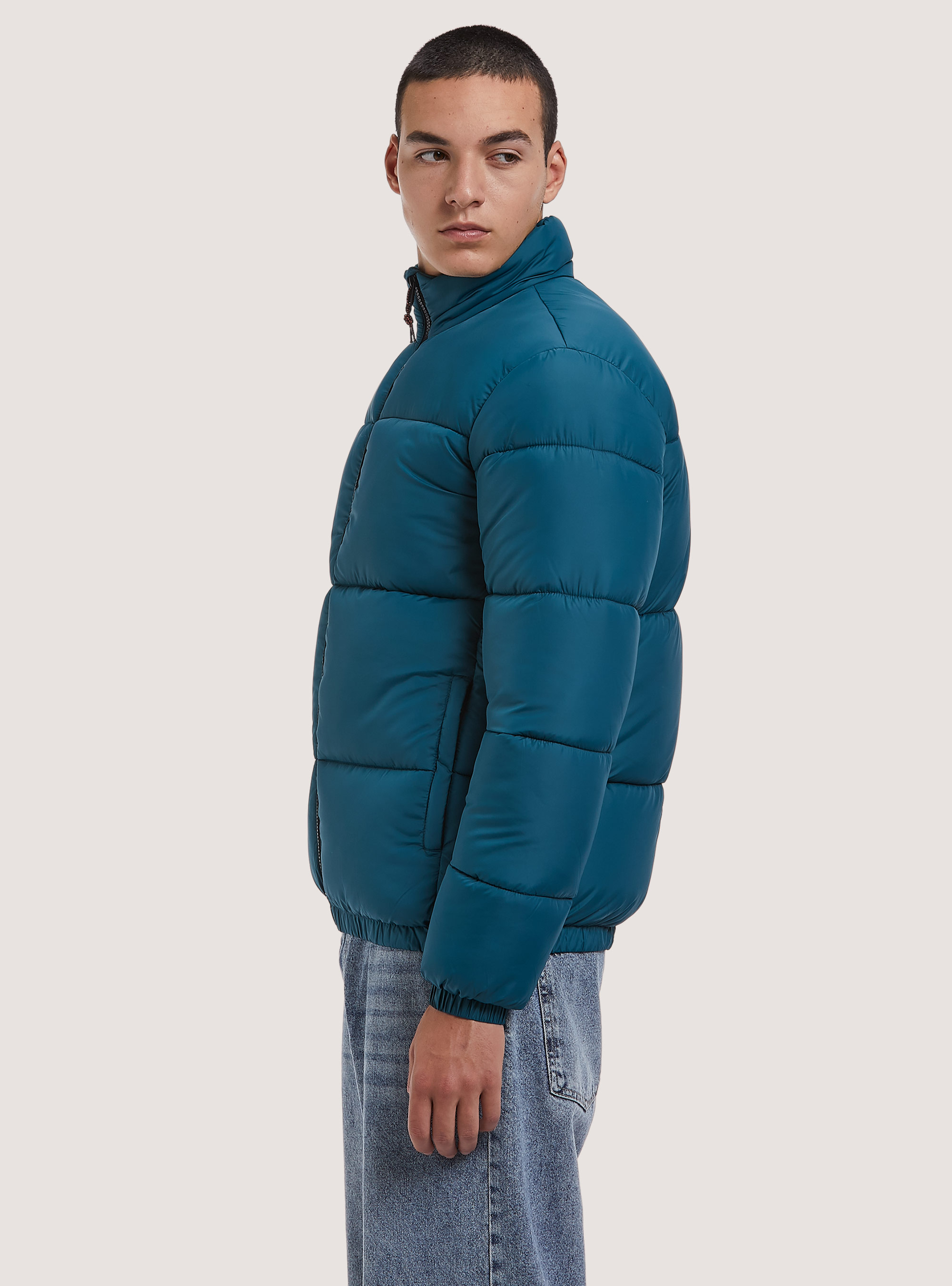 Giubbotto puffy in tinta unita, OB3 BLUE OIL LIGHT