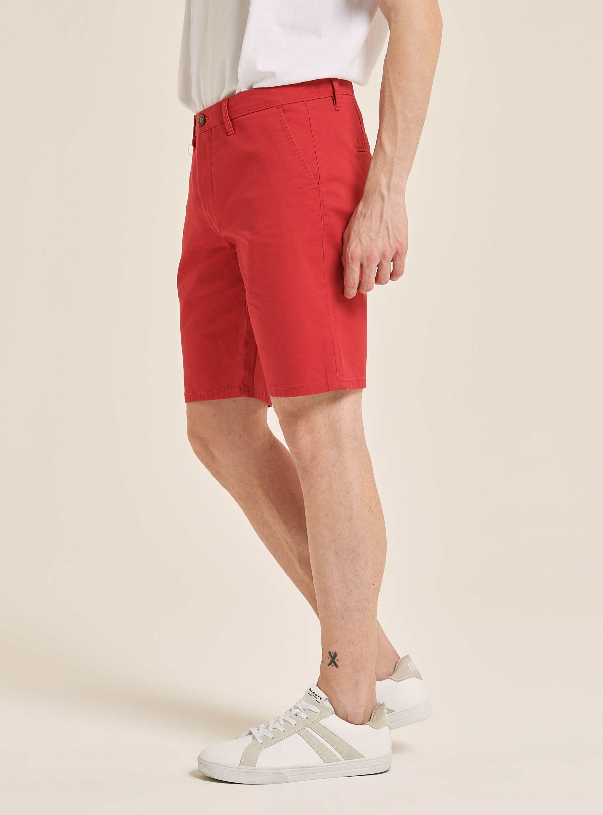 Plain twill bermuda shorts, C3344 RED