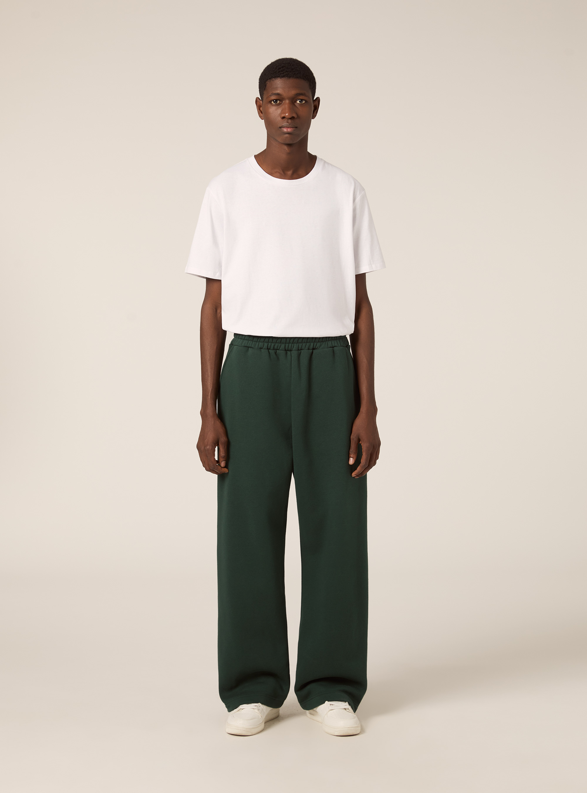 Loose fit fleece trousers, GN1 GREEN DARK