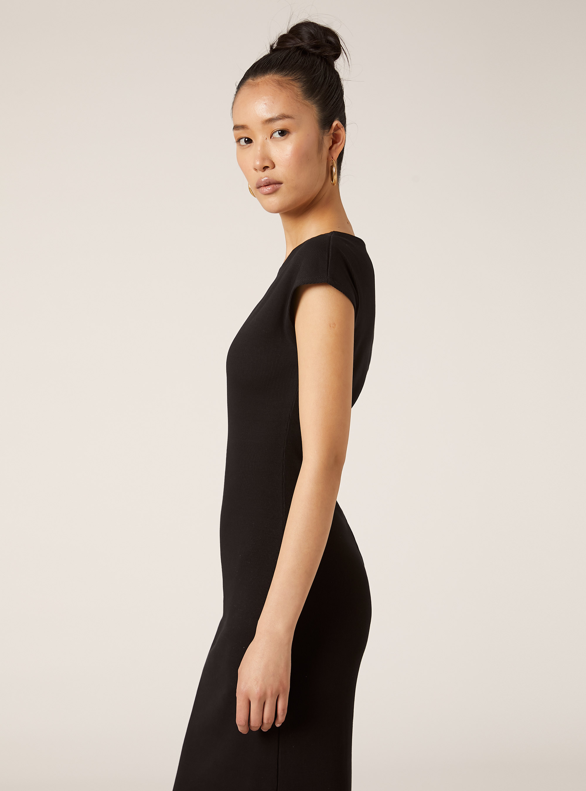Robe ajustée en côtes, BK1 BLACK
