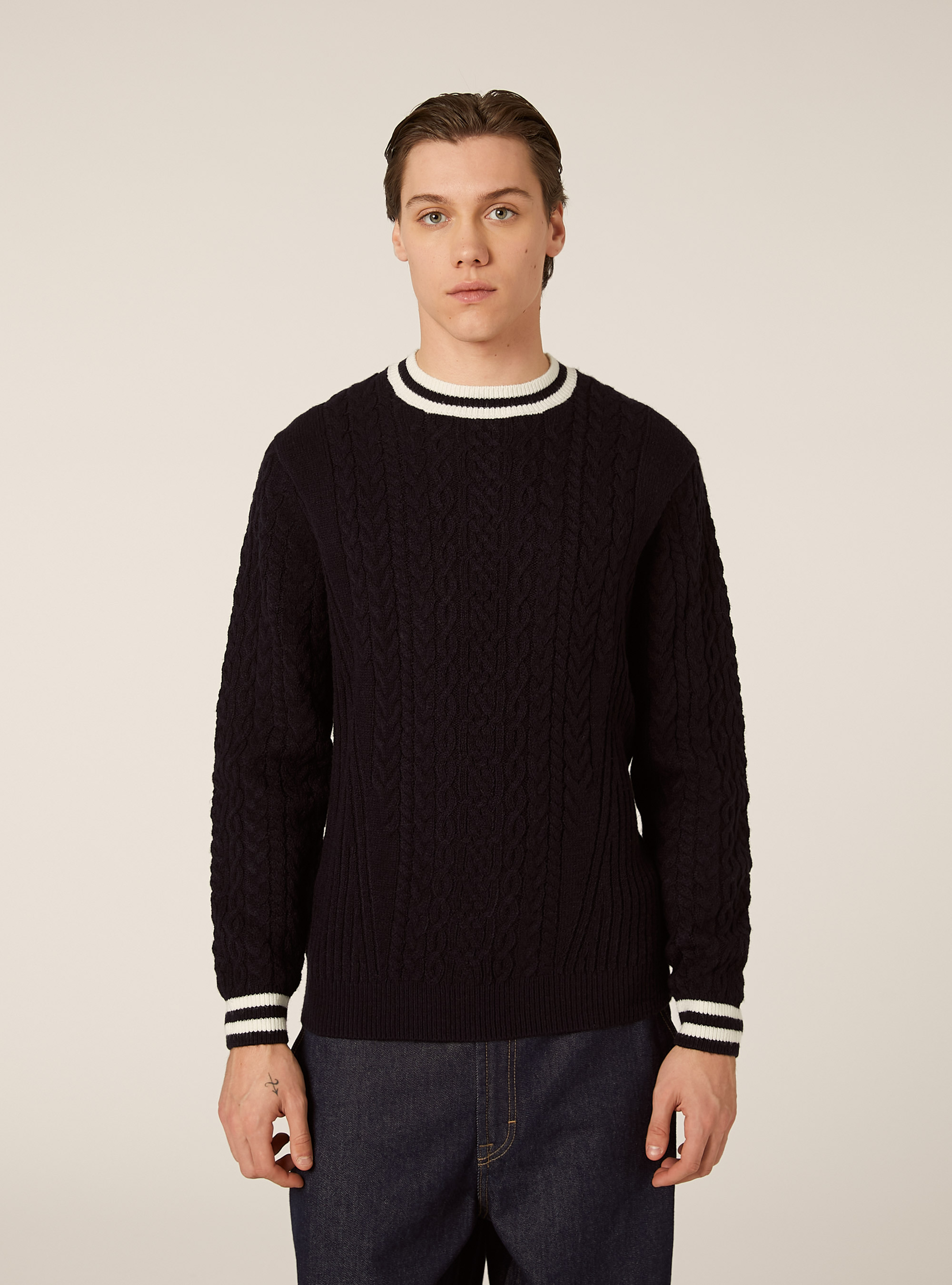 Maglione con con in rib a contrasto, NA2 NAVY MEDIUM