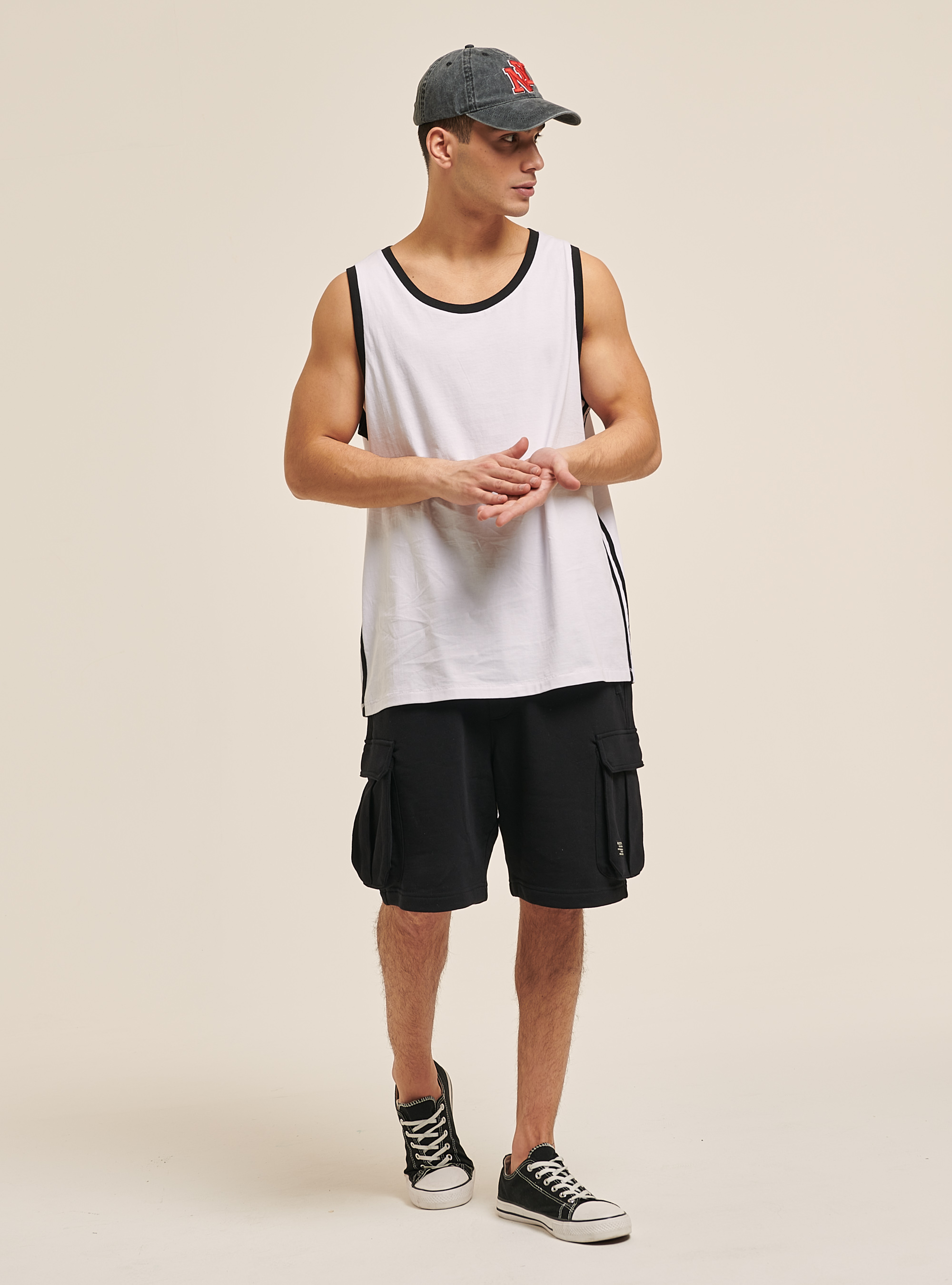 Basic cotton tank top, WHITE