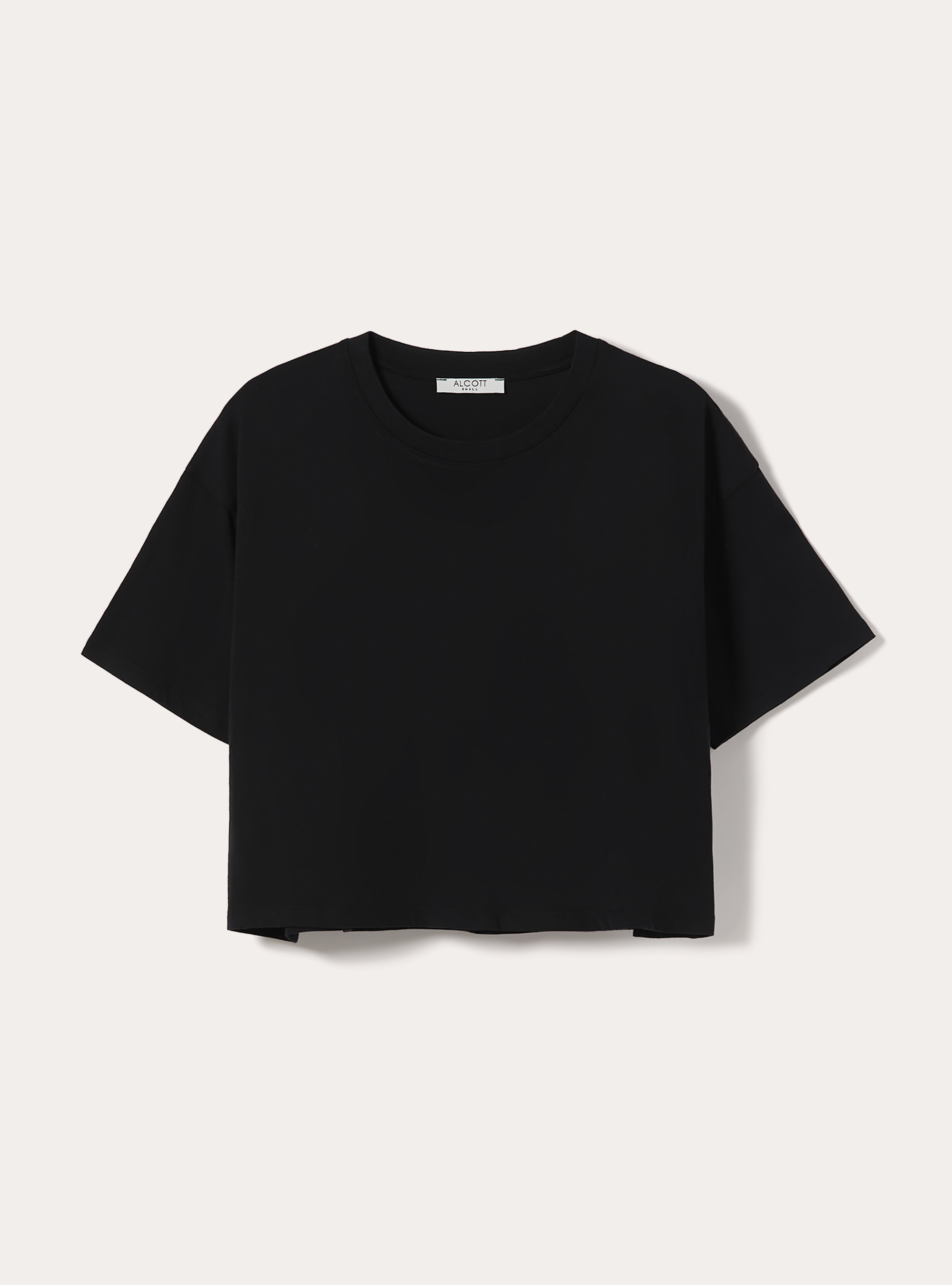 T-shirt crop over tinta unita, BK1 BLACK