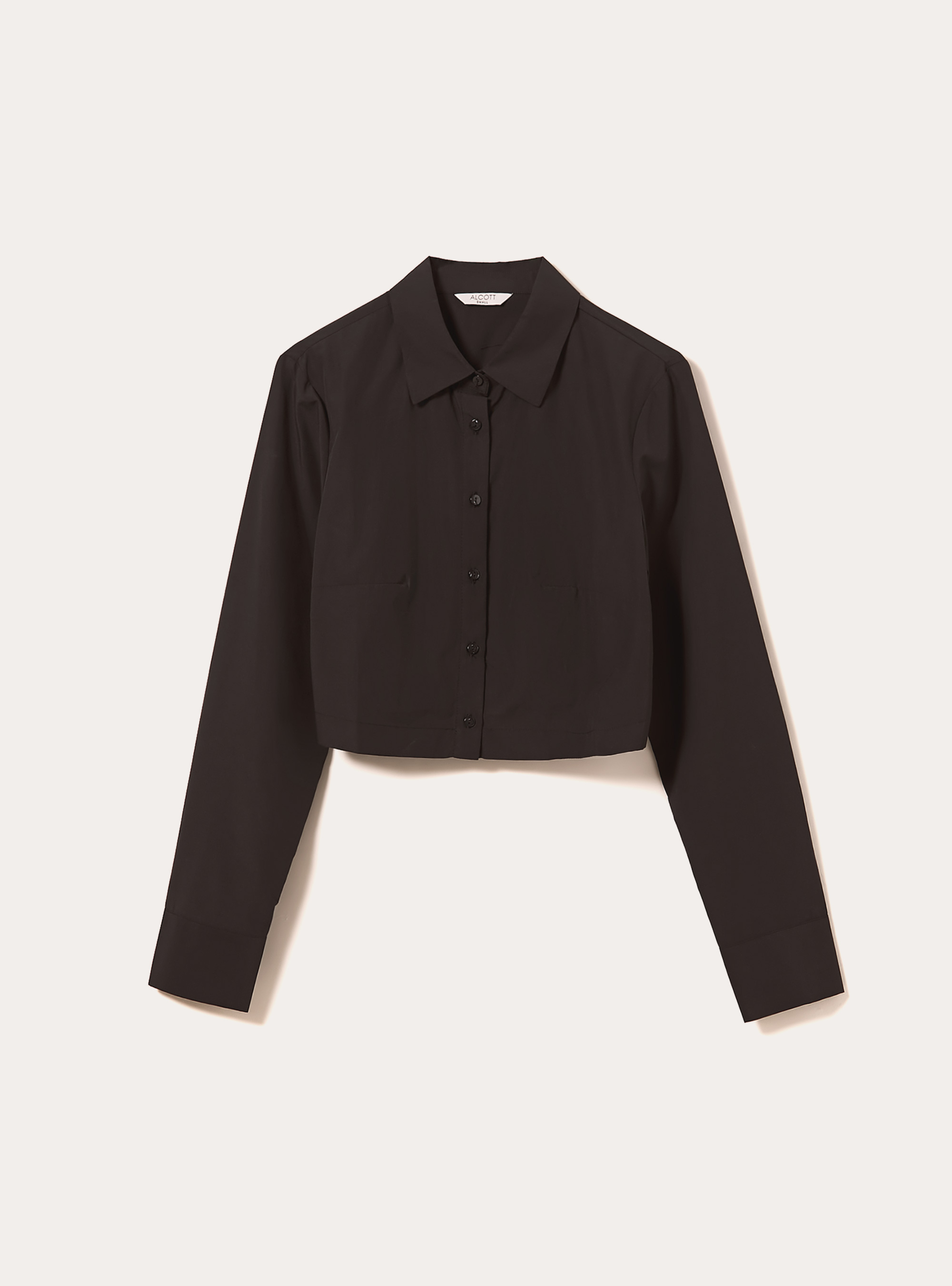 Cropped poplin shirt, BK1 BLACK
