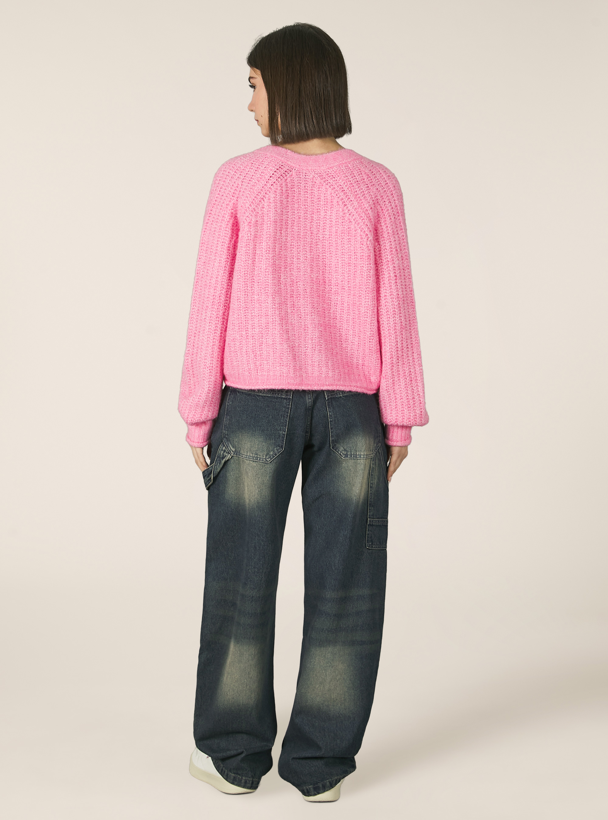 Cardigan &agrave; boutons, MPK2 PINK MEL MEDIUM