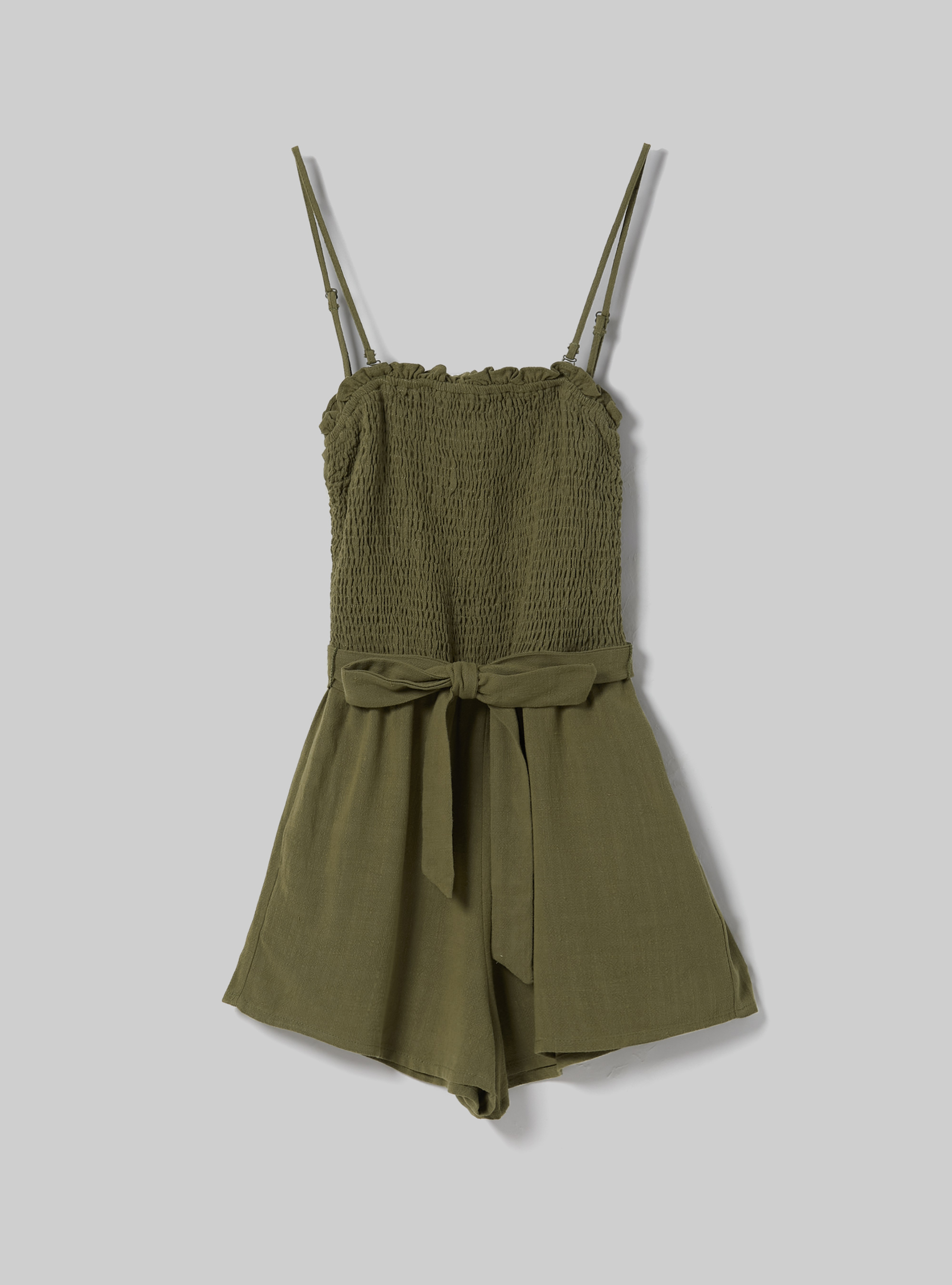 Linen blend short jumpsuit, C6601 KAKY